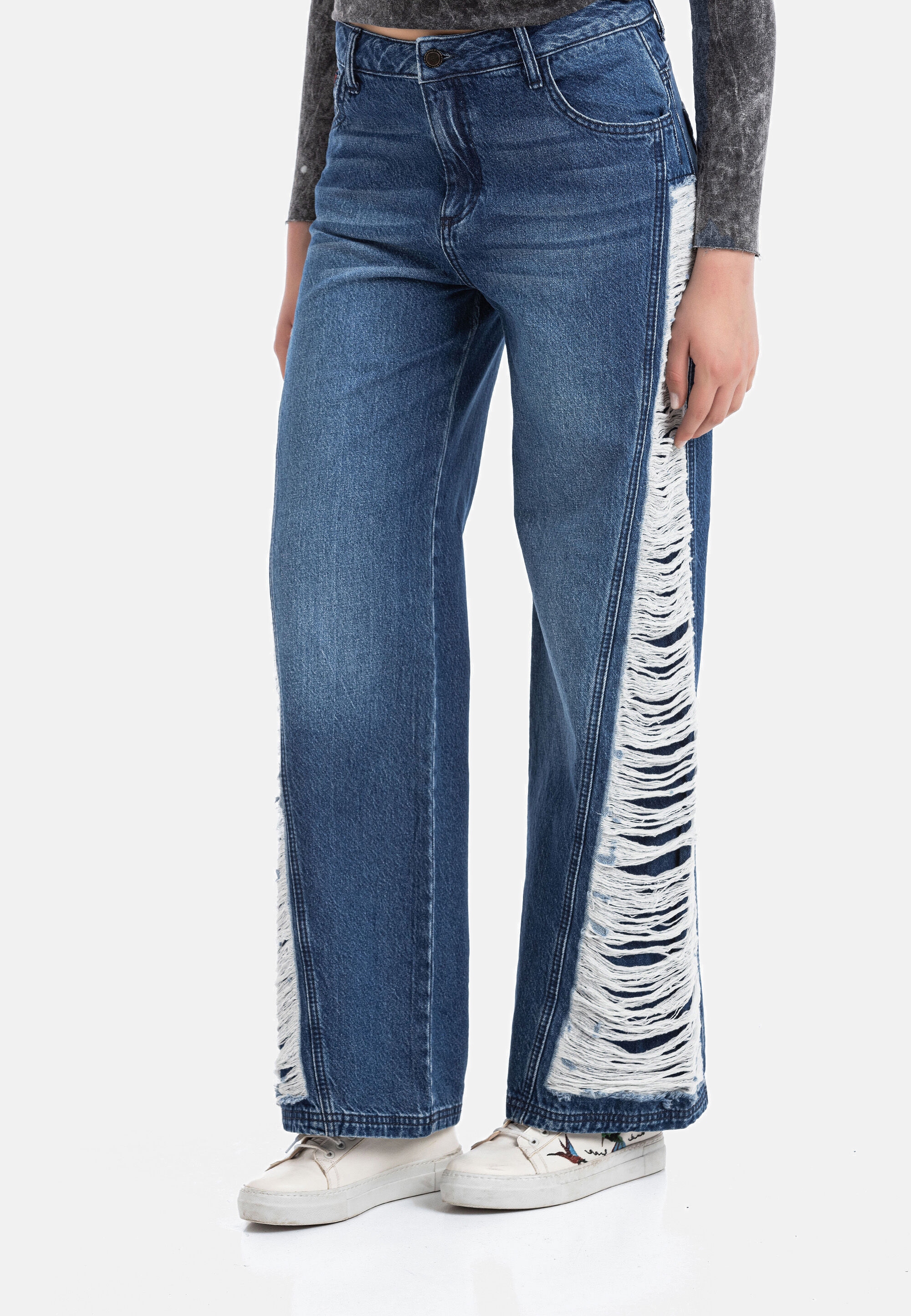 Cipo & Baxx Regular-fit-Jeans »WD538« mit Fransen-Design
