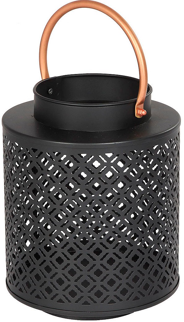Ambiente Haus Kerzenlaterne "Kerzenhalter aus pulverbeschichtetem Metall" Laterne mit Griff - Höhe ca. 38 cm
