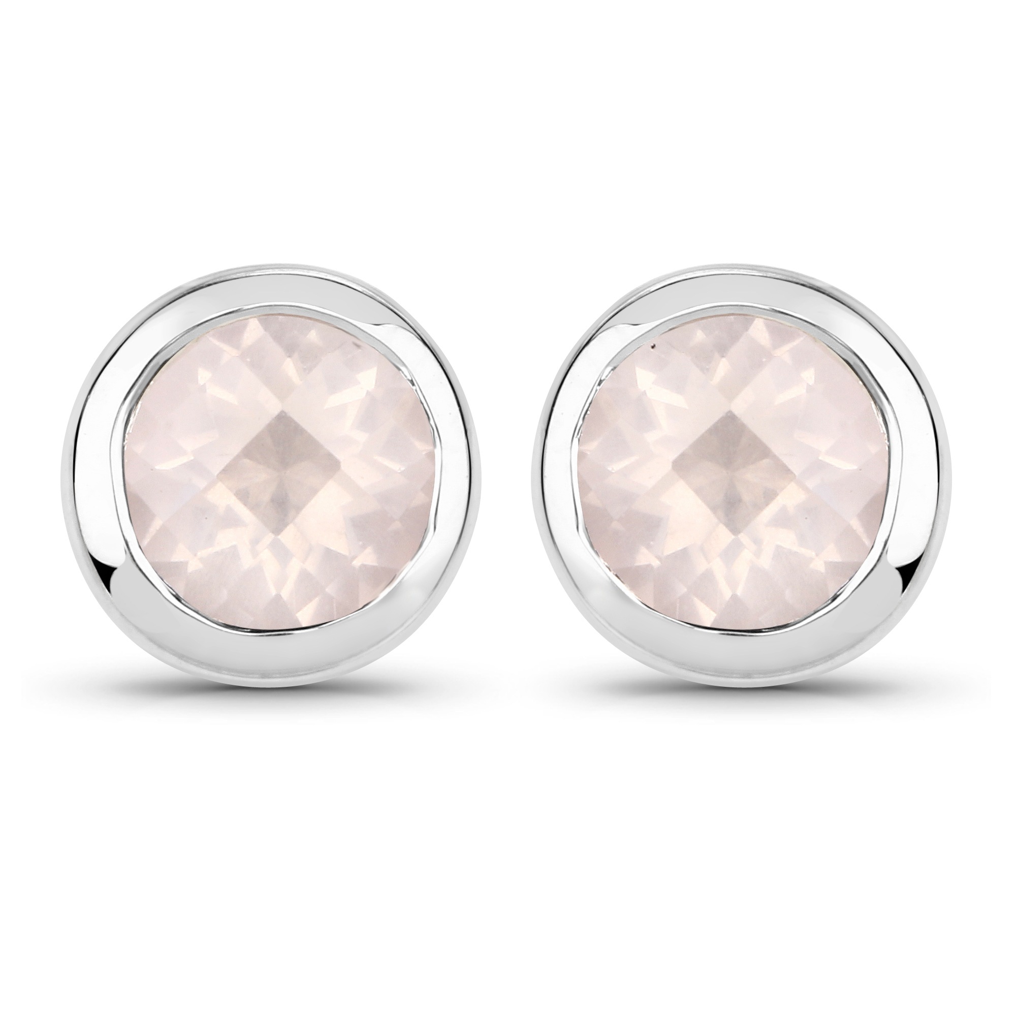 Vira Jewels Paar Ohrstecker »925-Sterling Silber rhodiniert glänzend Rosenquartz rosa rund«
