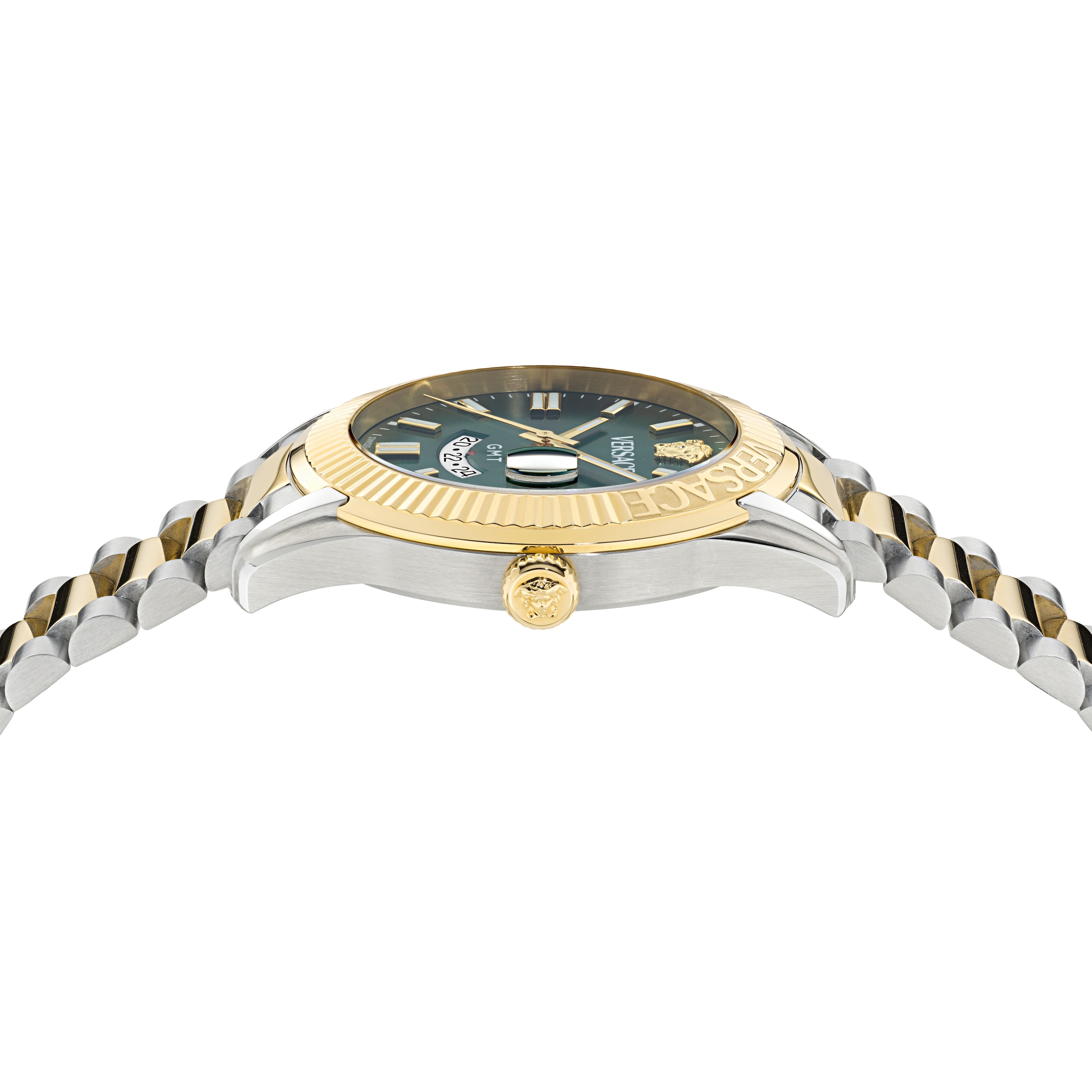 Versace Quarzuhr »APODIS« Armbanduhr, Herrenuhr, Swiss Made, Edelstahlarmband, analog, GMT