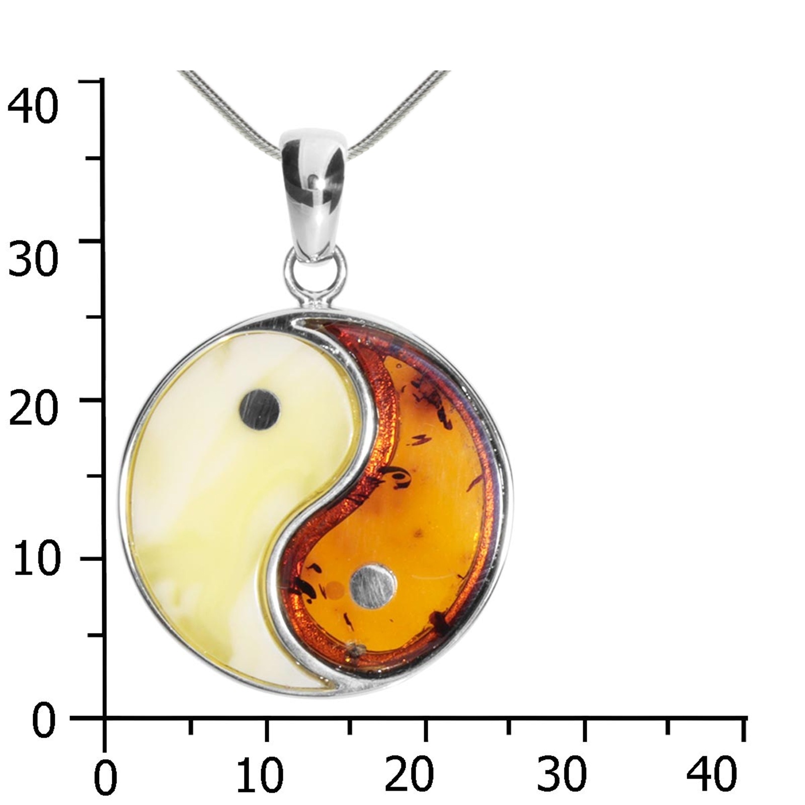 Kette mit Anhänger OSTSEE-SCHMUCK "- Yin & Yang - Silber 925/000 - Bernstein" Gr. 45, silber (silber 925, silberfarben, weiß), Schmuck_Sets, Damen, Silber 925 (Sterlingsilber) 5