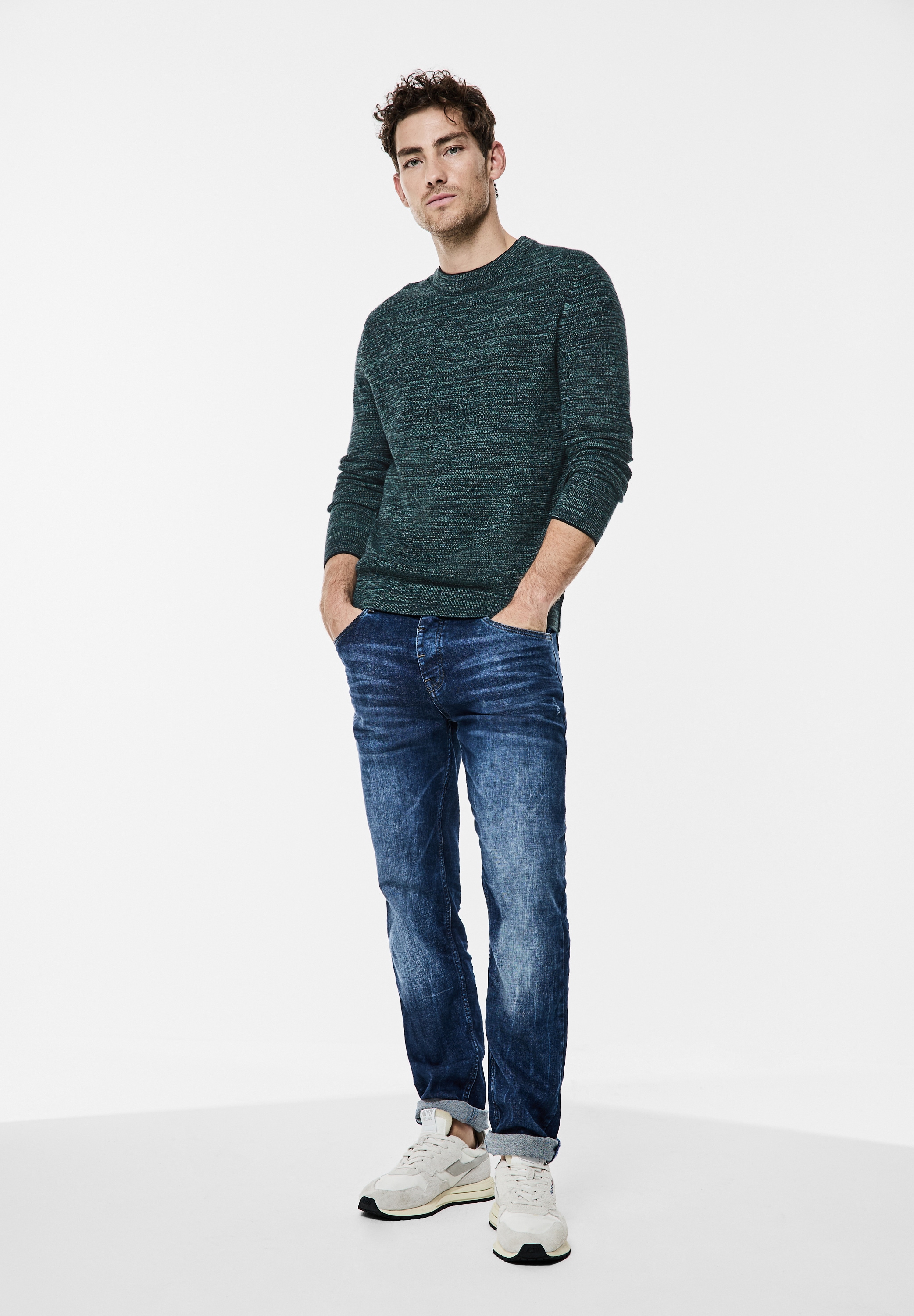 STREET ONE MEN Longpullover, aus reiner Baumwolle