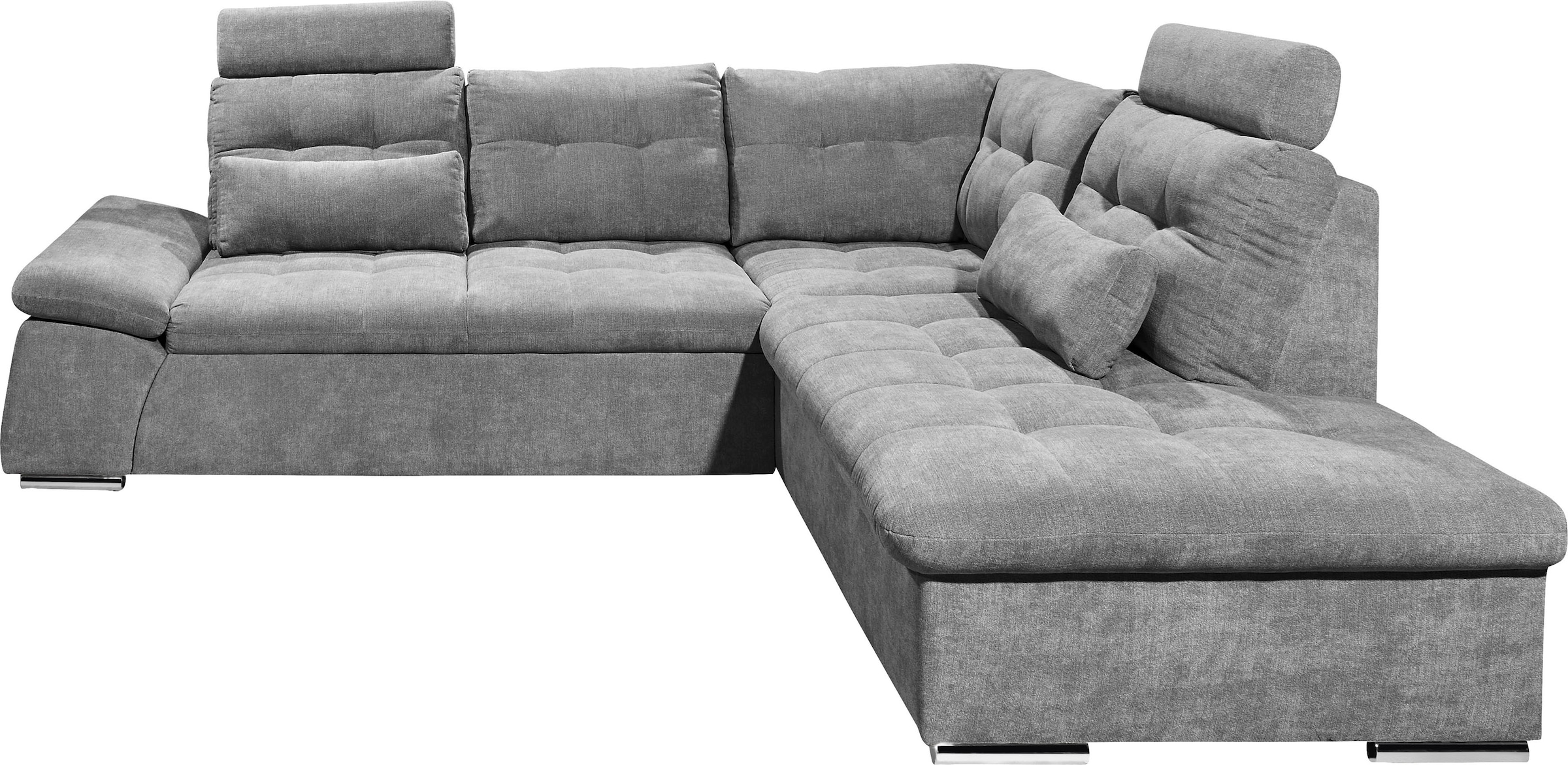 ED EXCITING DESIGN Ecksofa "Nalo L-Form", mit Bettfunktion, Bettkasten, Kopfstützen, Nierenkissen etc.