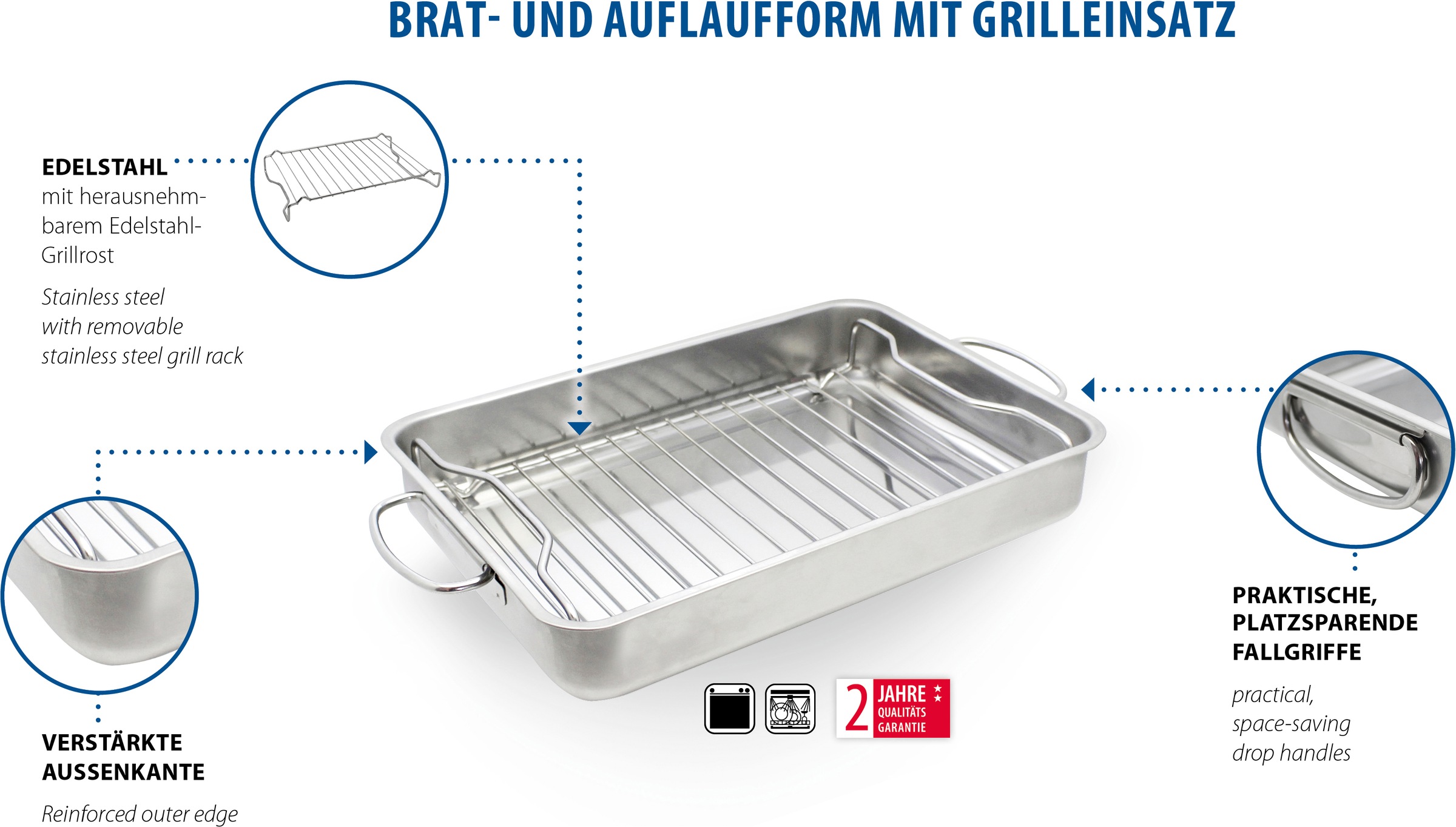 Elo Basic Auflaufform Edelstahl 2 Stk. tlg. mit Einsatz