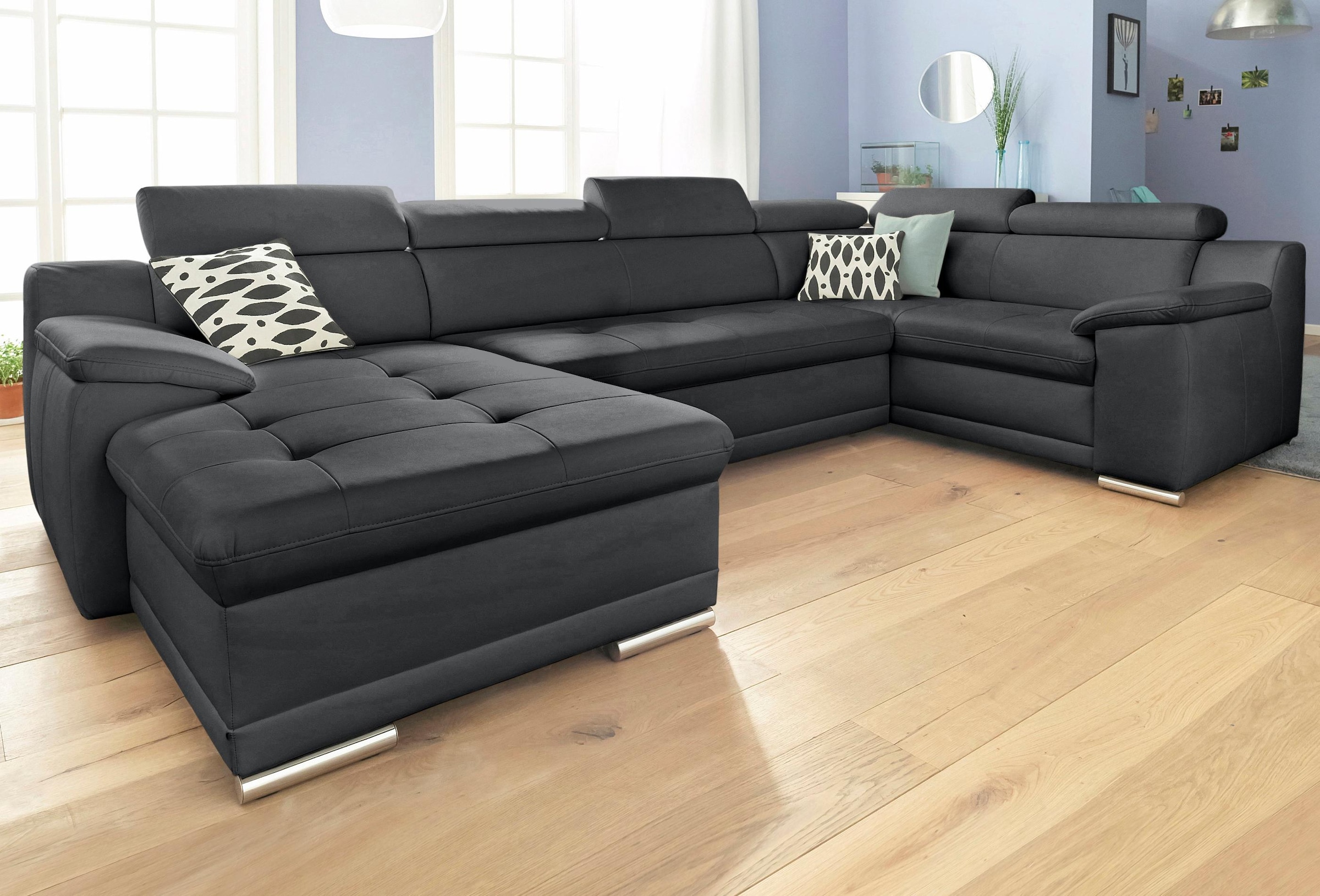 Wohnlandschaft "Andiamo U-Form, B: 336 cm, Kopfteilverstellung, XXL-Sofa" optional Schlaffunktion, frei stellbar, Couch für Wohnkomfort