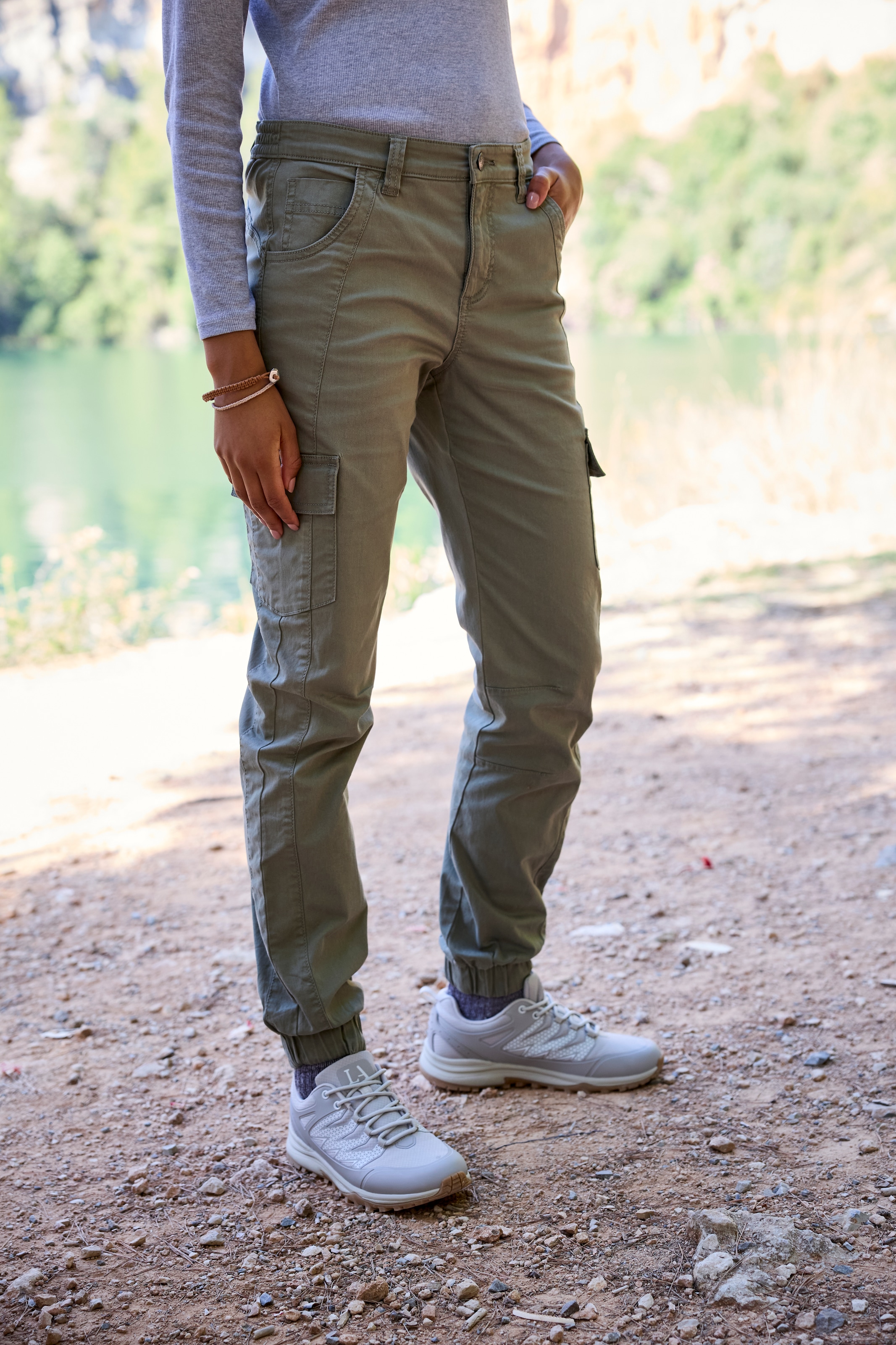 Vivance active Trekkinghose »Cargo Jeans Optik«, Baumwollmix mit Cargo Taschen