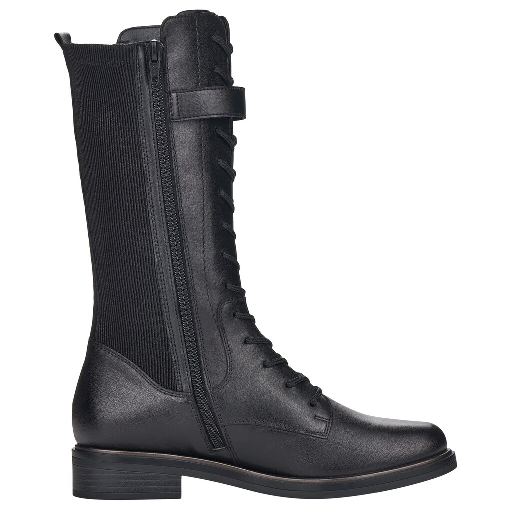 Schuhe Stiefel Remonte Schnürstiefel, mit breitem Stretcheinsatz schwarz Schuhe Stiefel Remonte Schnürstiefel, mit breitem Stretcheinsatz schwarz
