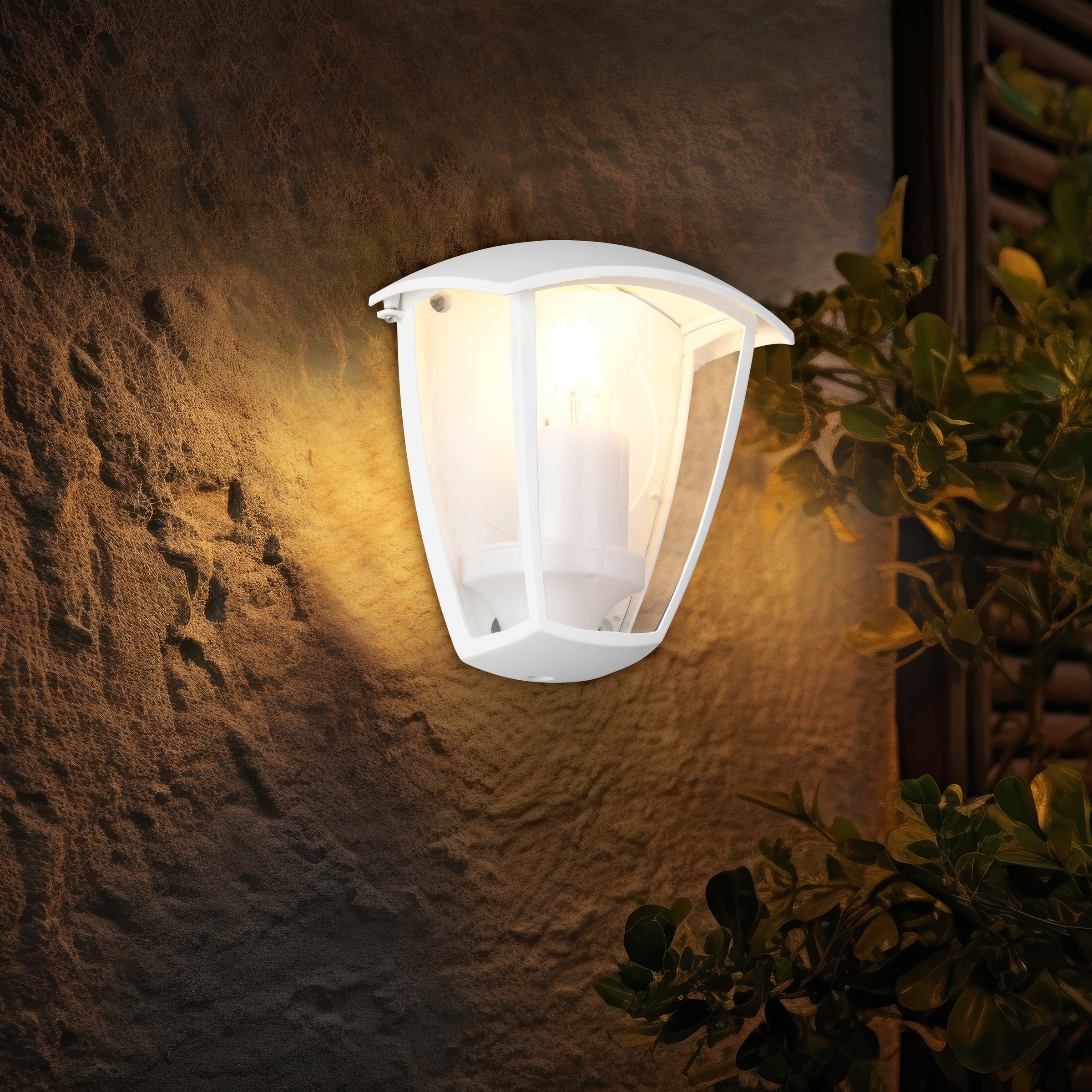 TRIO Leuchten Außen-Wandleuchte »VENTA, Outdoor Hauswand Fassadenbeleuchtung, exkl 1x E27 max 10W, IP44«, 1 flammig, Leuchtmittel E27 | Leuchtmittel wechselbar, Wandlampe Garten Terrasse, Aluminium mit Kunststoff Schirm transparent