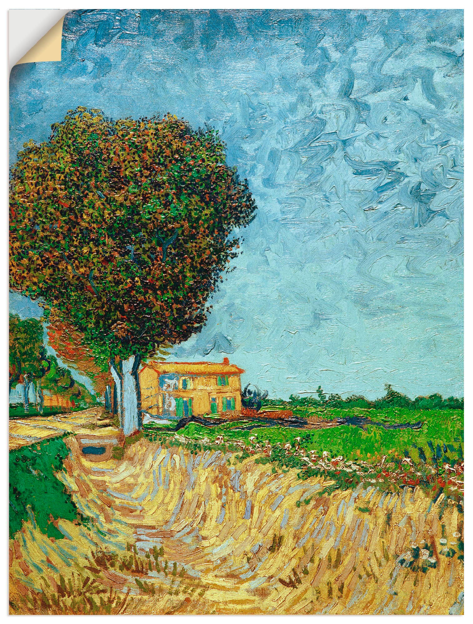 Artland Wandbild »Allee bei Arles mit Häusern«, Felder, (1 St.), als Leinwandbild, Wandaufkleber oder Poster in versch. Größen