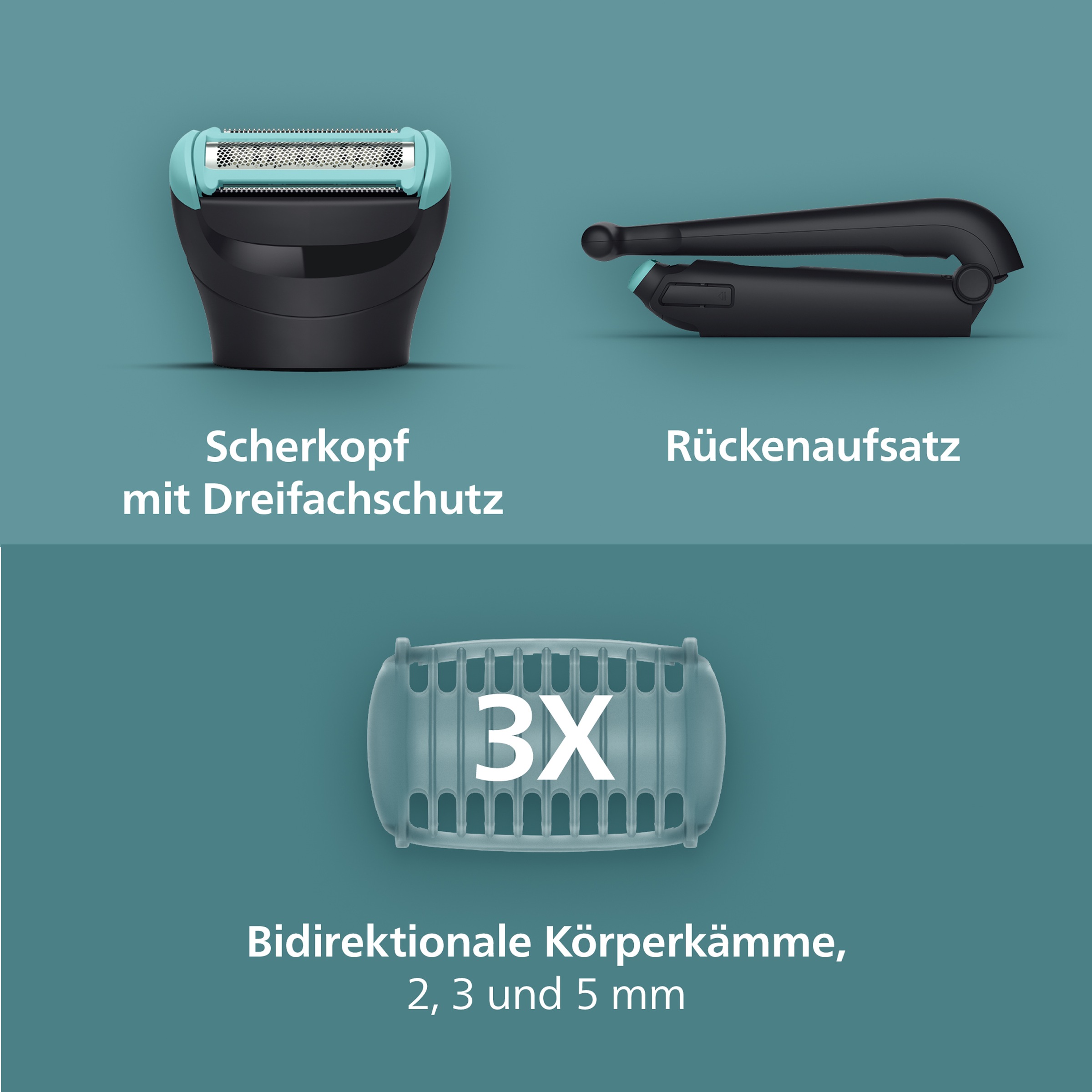 Thumbnail - Philips Elektrokörperrasierer "Serie 5000 BG5475/15" 4 Stk. Aufsätze mit Triple Protect-Rasiersystem und bidirektionalen...