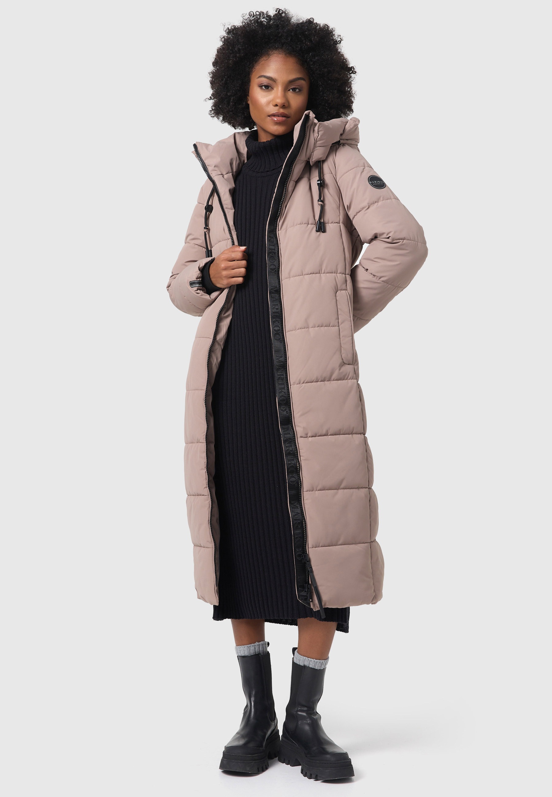 Marikoo Winterjacke »Nadeshikoo XIV«, extra langer Winter Mantel gesteppt