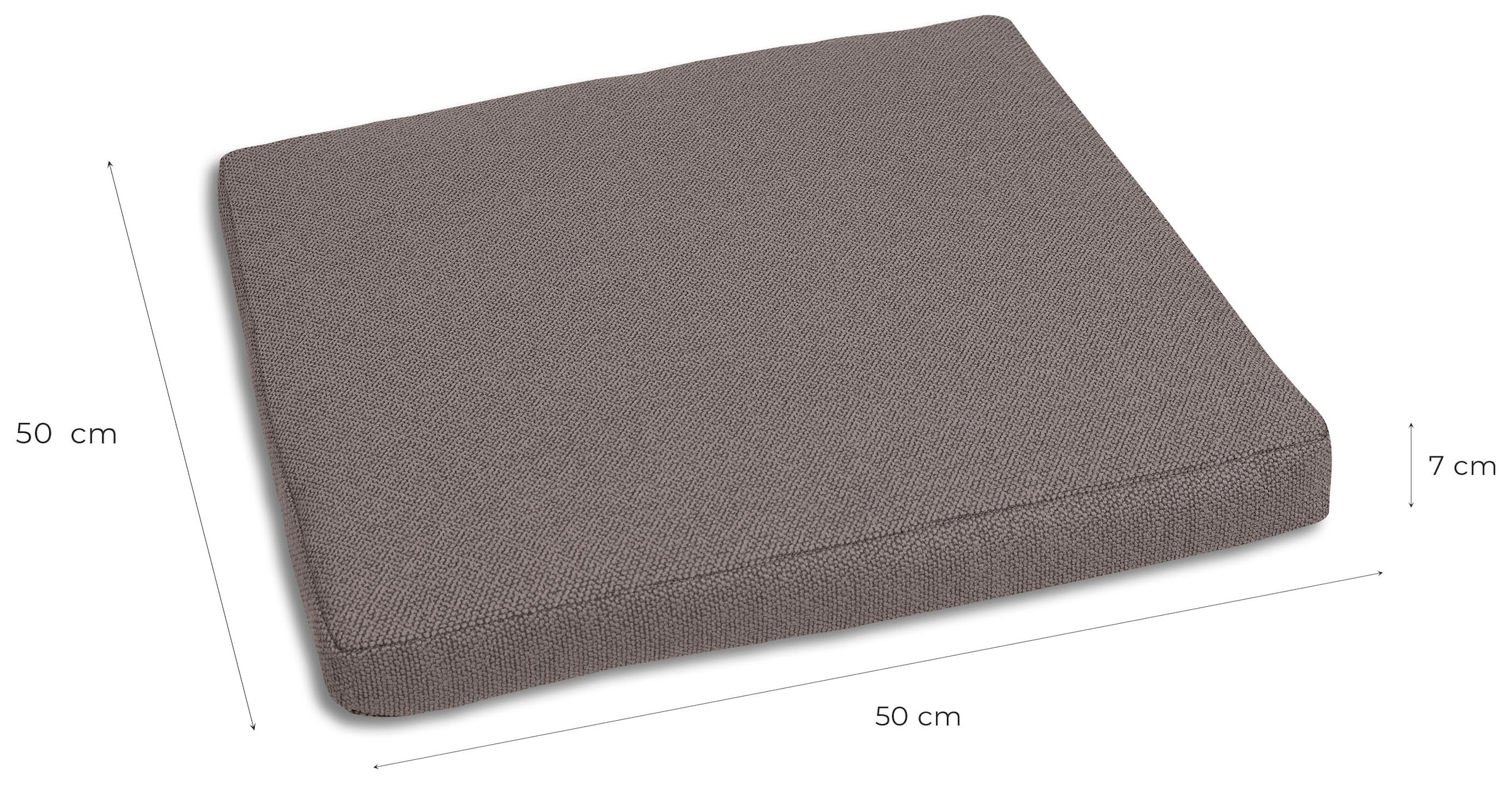 GO-DE Hockerauflage Uni Bouclé taupe - Maße BxLxH ca.: 50 cm x 50 cm x 7 cm
