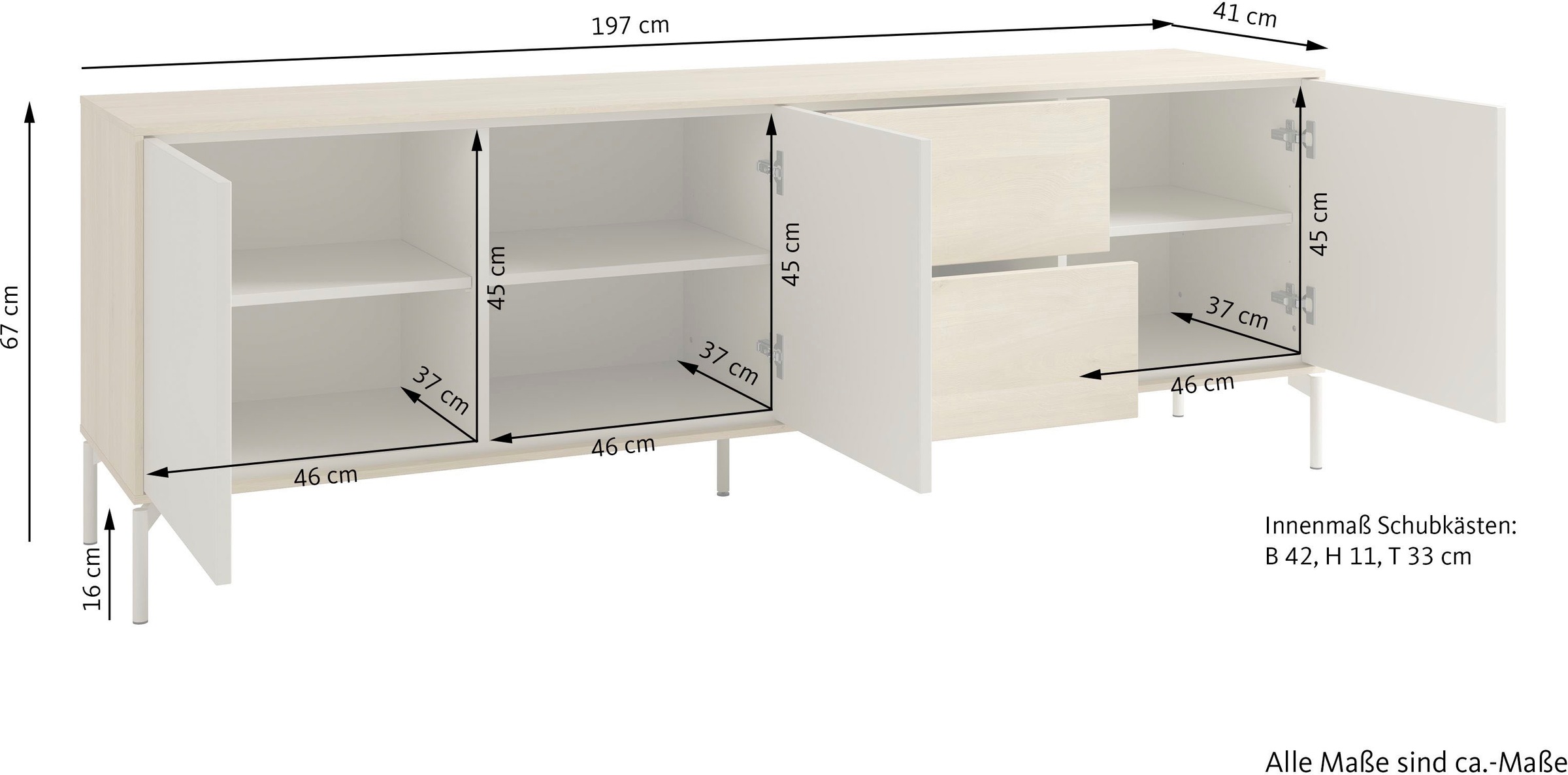 SCHÖNER WOHNEN-Kollektion Sideboard »LABOE« 1 Stk. tlg. 150 cm oder 200 cm mit push to open Funktion