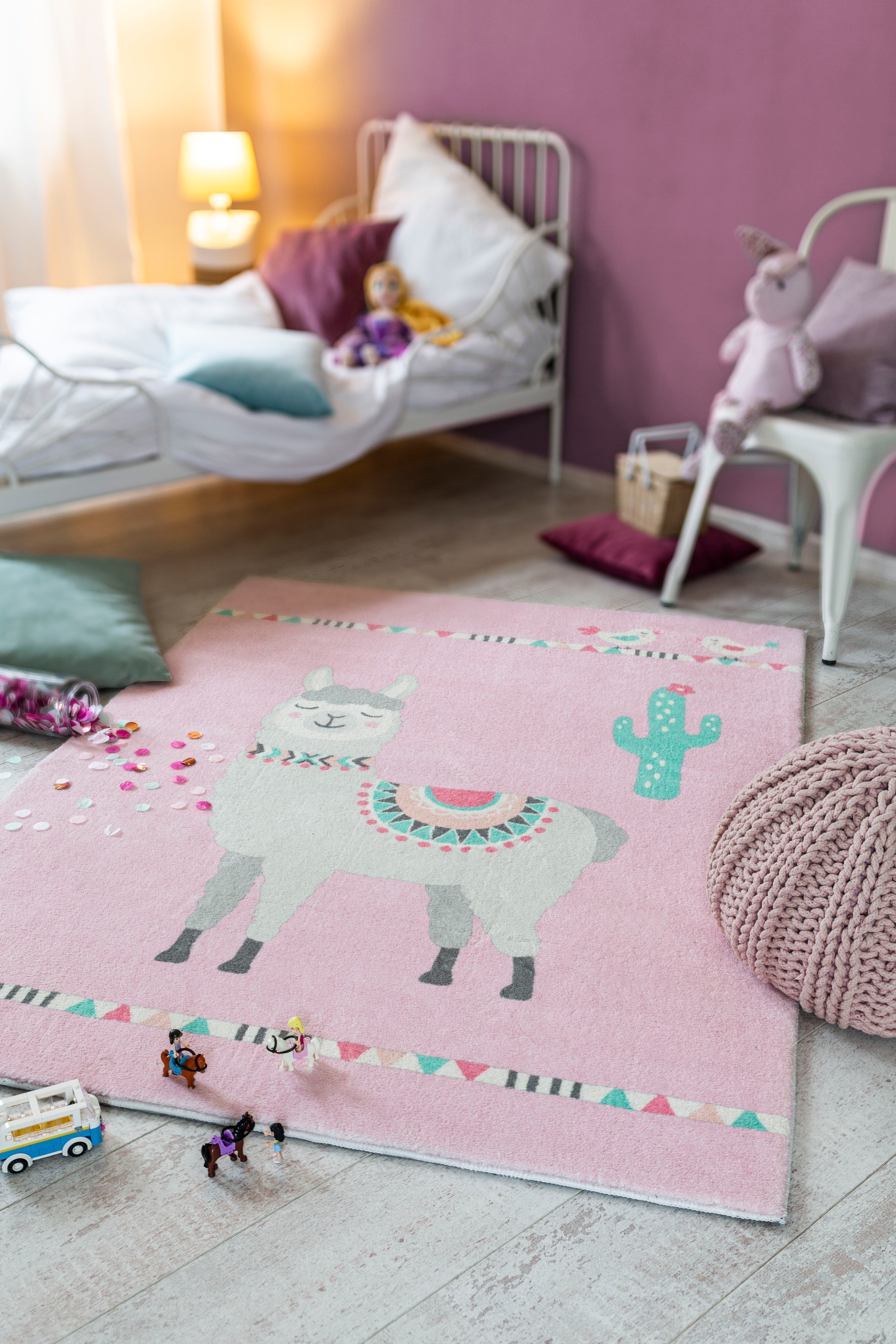 LUXOR living Kinderteppich »Lama Lulu«, rechteckig, Lama-Motiv, Pastell-Farben, Kinderzimmer