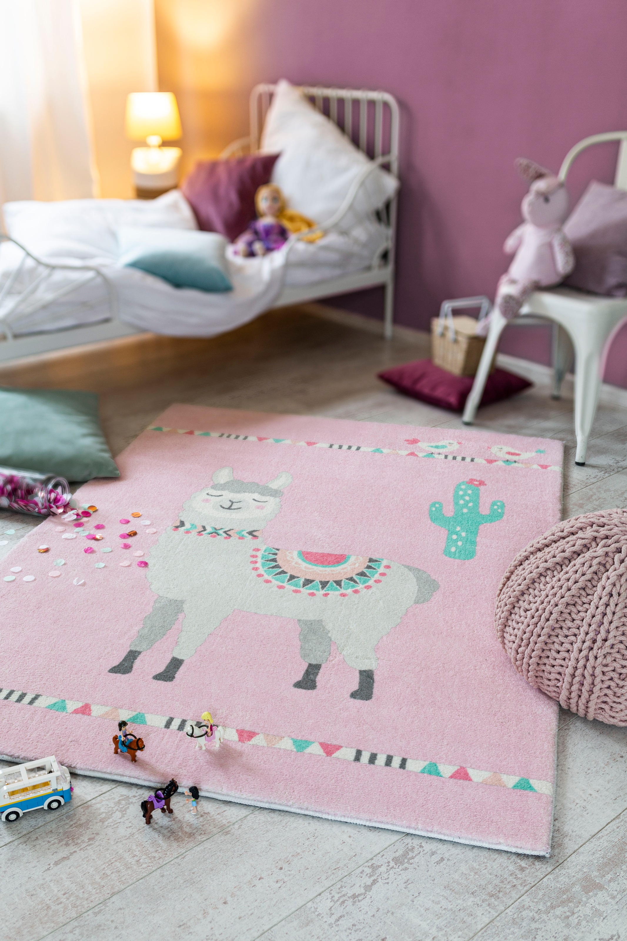 LUXOR living Kinderteppich »Lama Lulu«, rechteckig, 12 mm Höhe, Lama-Motiv, Pastell-Farben, Kinderzimmer