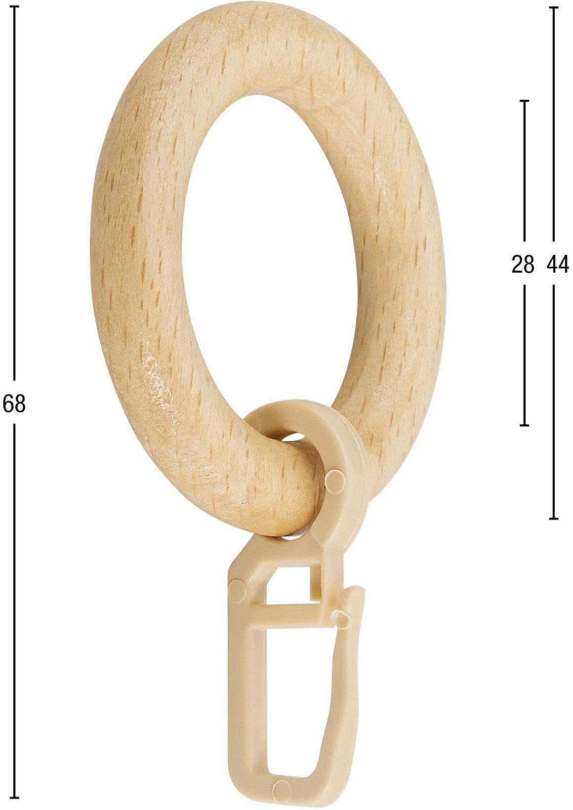 GARESA Gardinenring »Holzring mit Haken«, (20 St.), für Durchmesser bis  20mm, einfache Montage | BAUR | Gardinenstangenhalter
