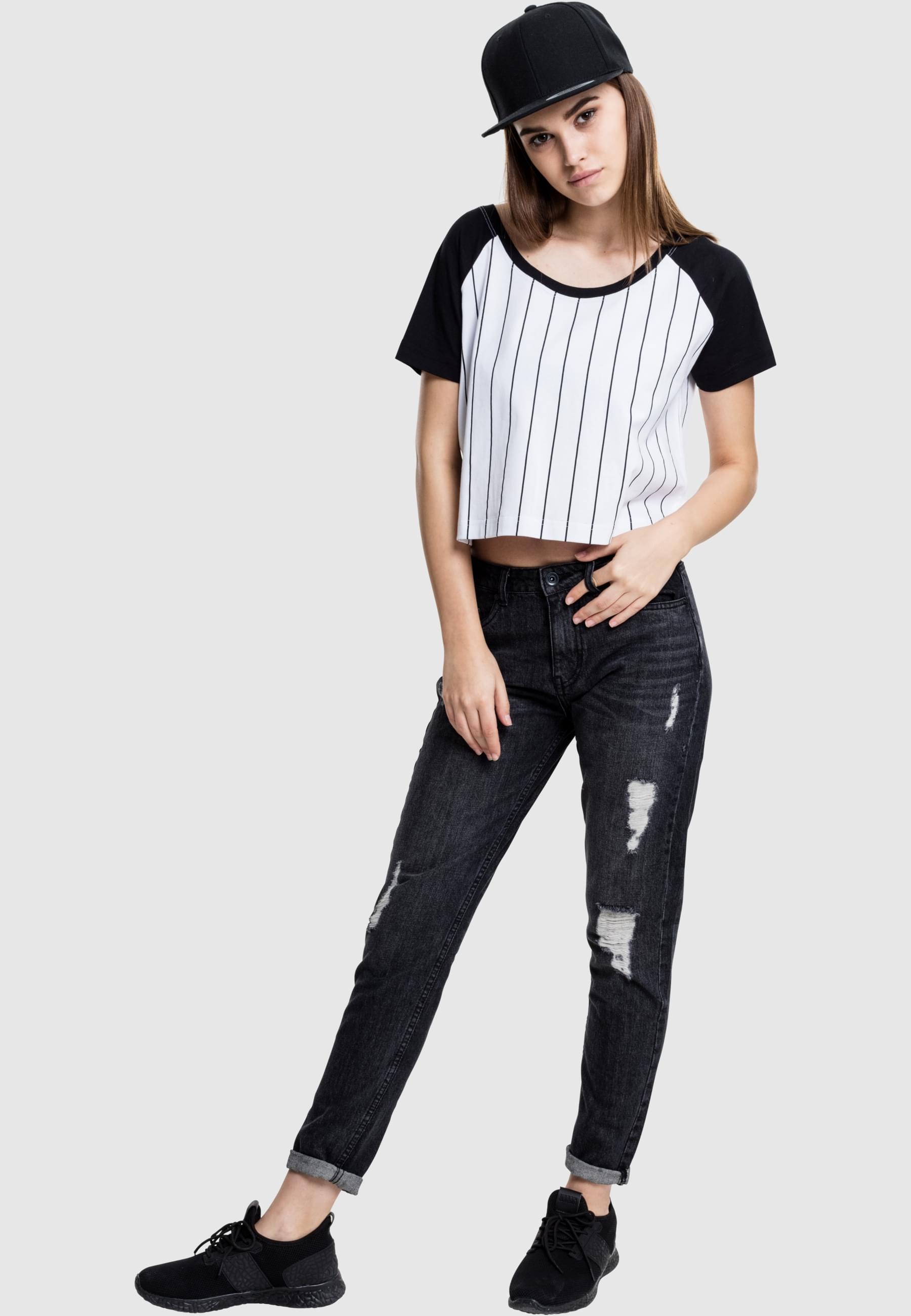 URBAN CLASSICS T-Shirt »Urban Classics Damen Ladies Cropped Baseball Tee«, (1 tlg.)