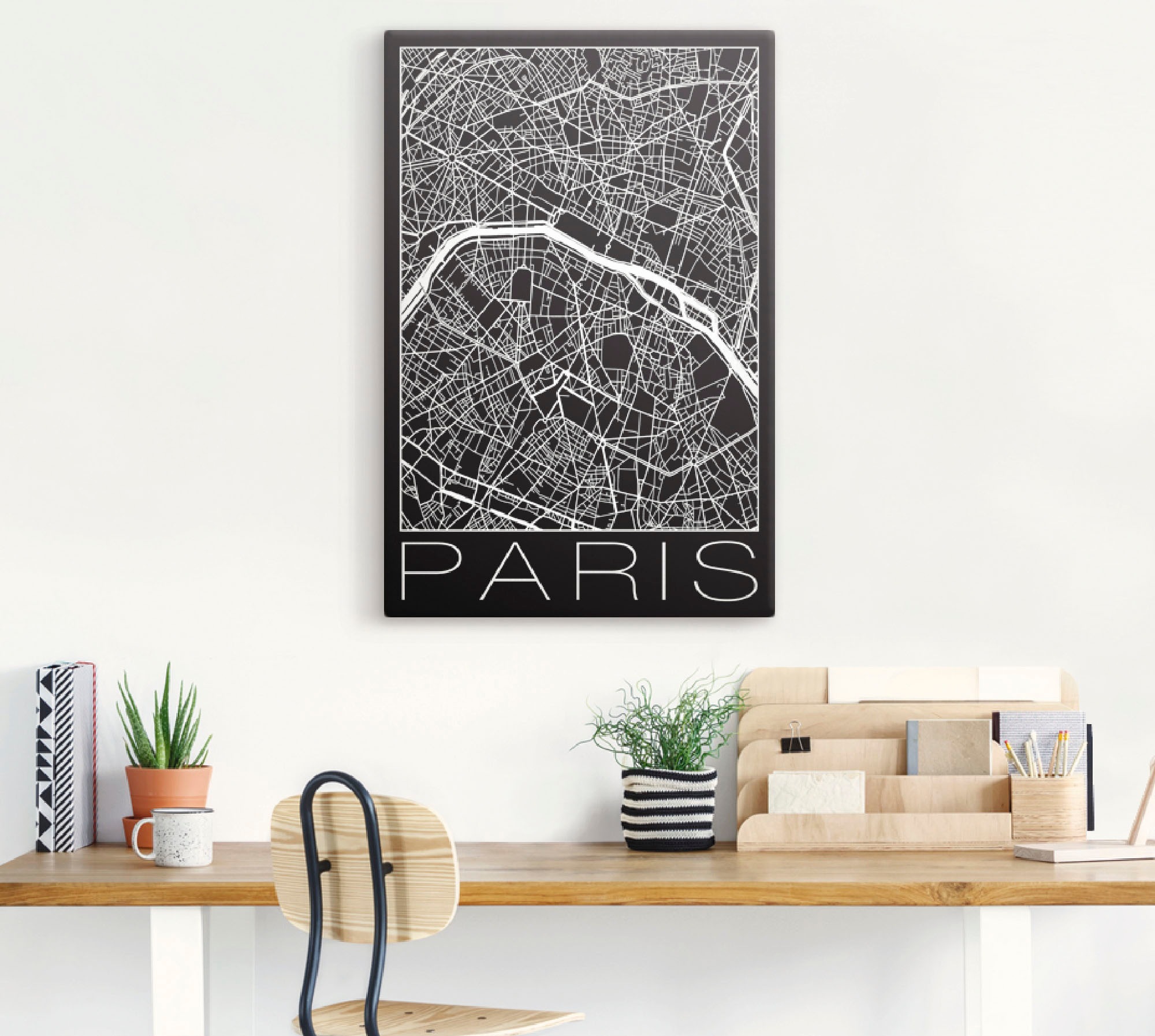 Artland Wandbild »Retro Karte Paris St.), | in Poster Schwarz«, Frankreich, (1 Alubild, Leinwandbild, Wandaufkleber BAUR oder Größen Frankreich versch. als bestellen
