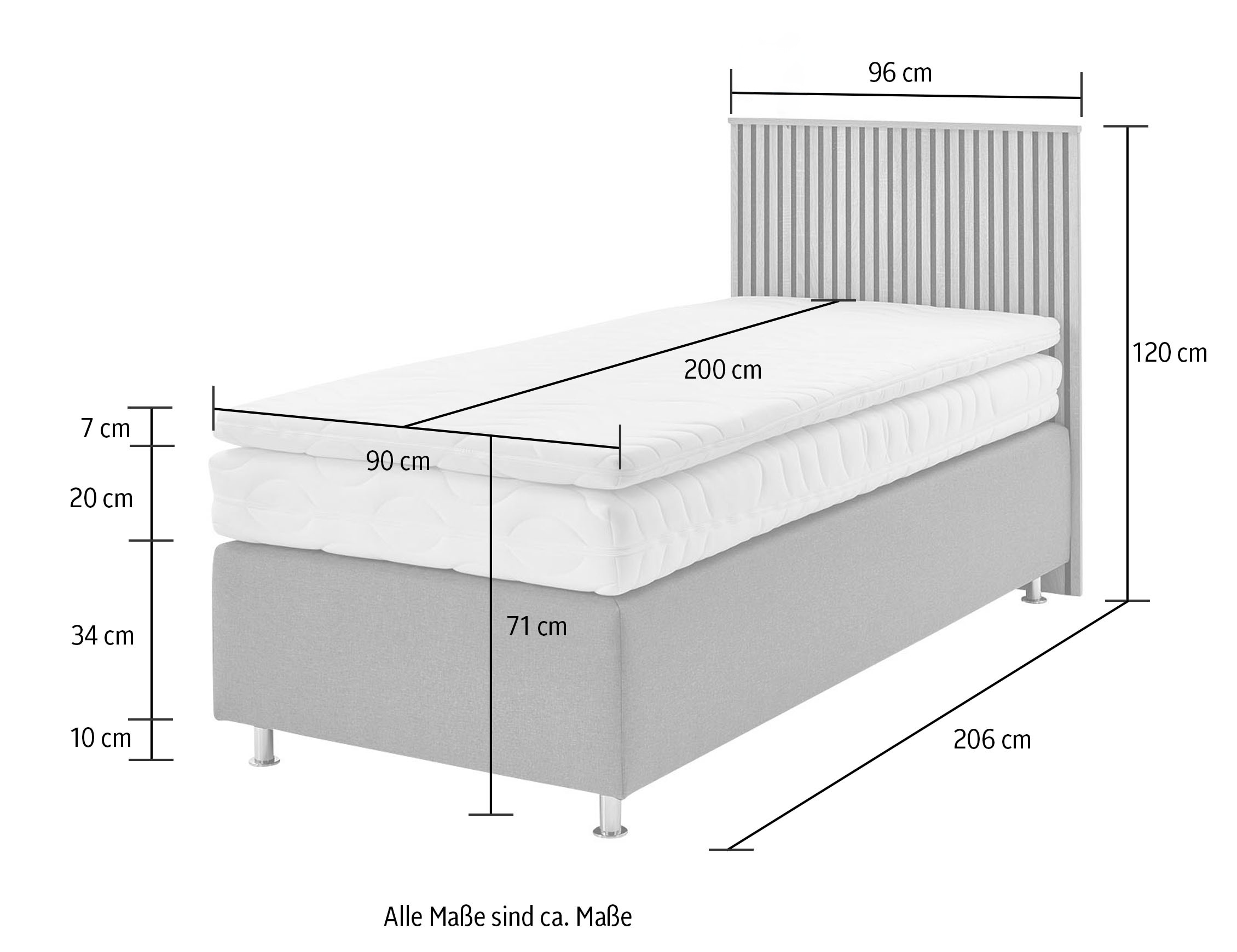 Westfalia Schlafkomfort Boxspringbett »Quercus«, wahlweise mit LED-Beluchtung, 3 Matratzenarten zur Auswahl
