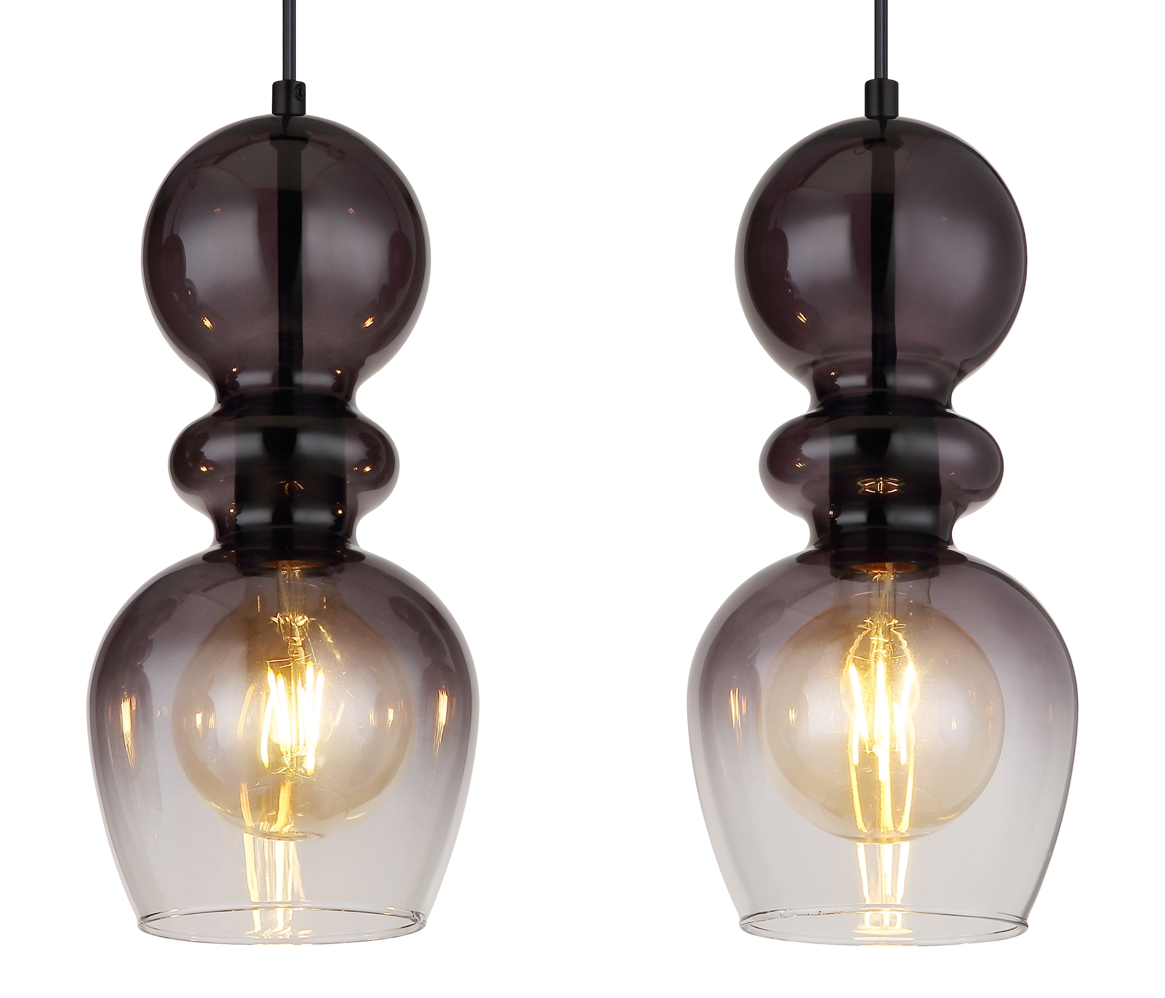 GLOBO LIGHTING Hängeleuchte »CLARITY«, Leuchtmittel E27 | ohne Leuchtmittel, Hängelampe/Schlafzimmer/Wohnzimmer/schwarz/ 4 bauchige Gläser
