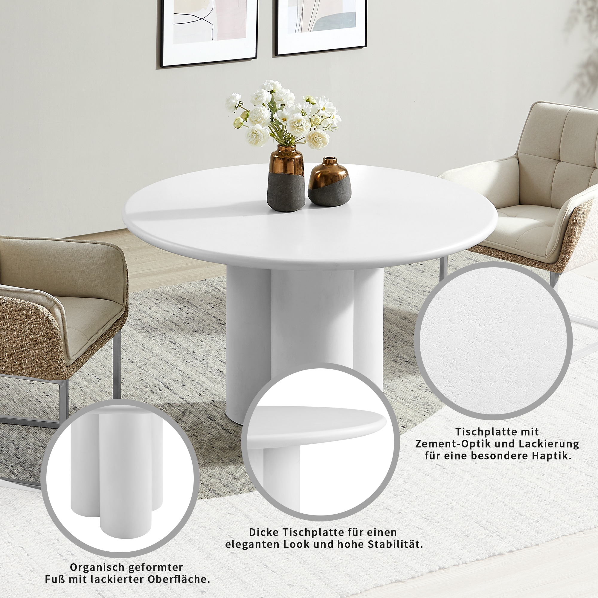 OTTO home Esstisch »Josselin« Industrial Look mit Zement-Optik, organischem Gestell