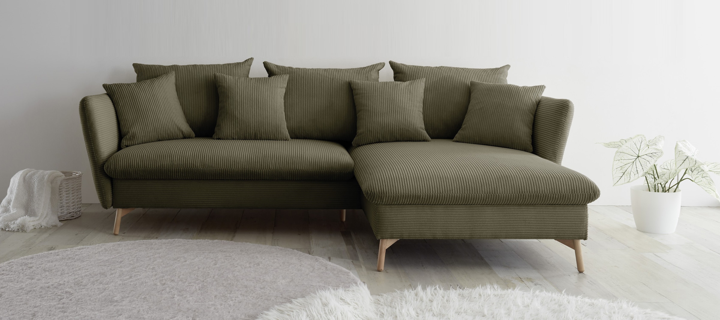 OTTO home Ecksofa "MERLE, 258 cm, L-Form, traumhafter Cord," mit Bettfunkti günstig online kaufen