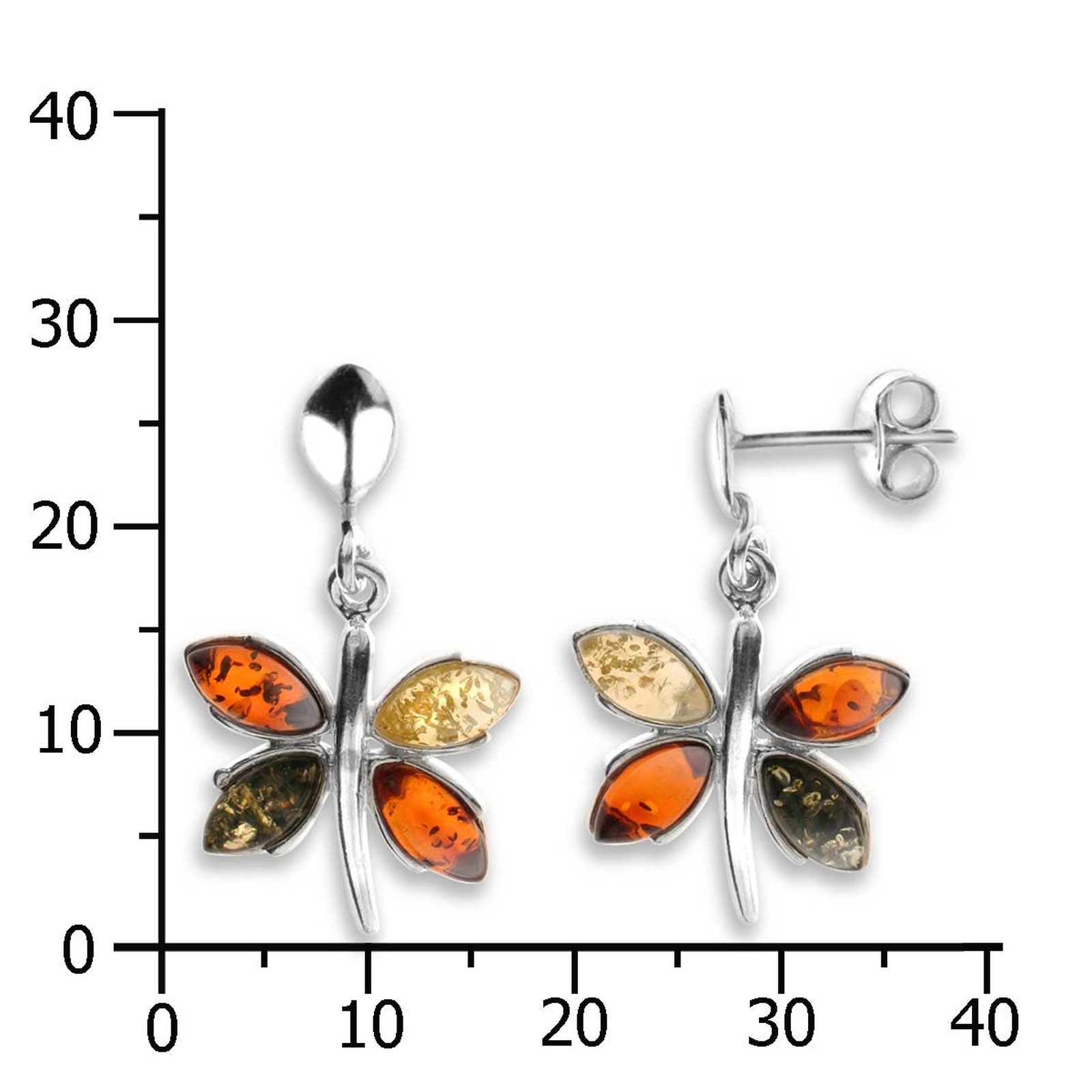 Paar Ohrstecker OSTSEE-SCHMUCK "Ostsee-Schmuck Ohrhänger Schmetterling Ohrhänger Schmetterling", weiß, Ohrringe, Damen, 29 x 18mm, Silber 925 (Sterlingsilber) 2