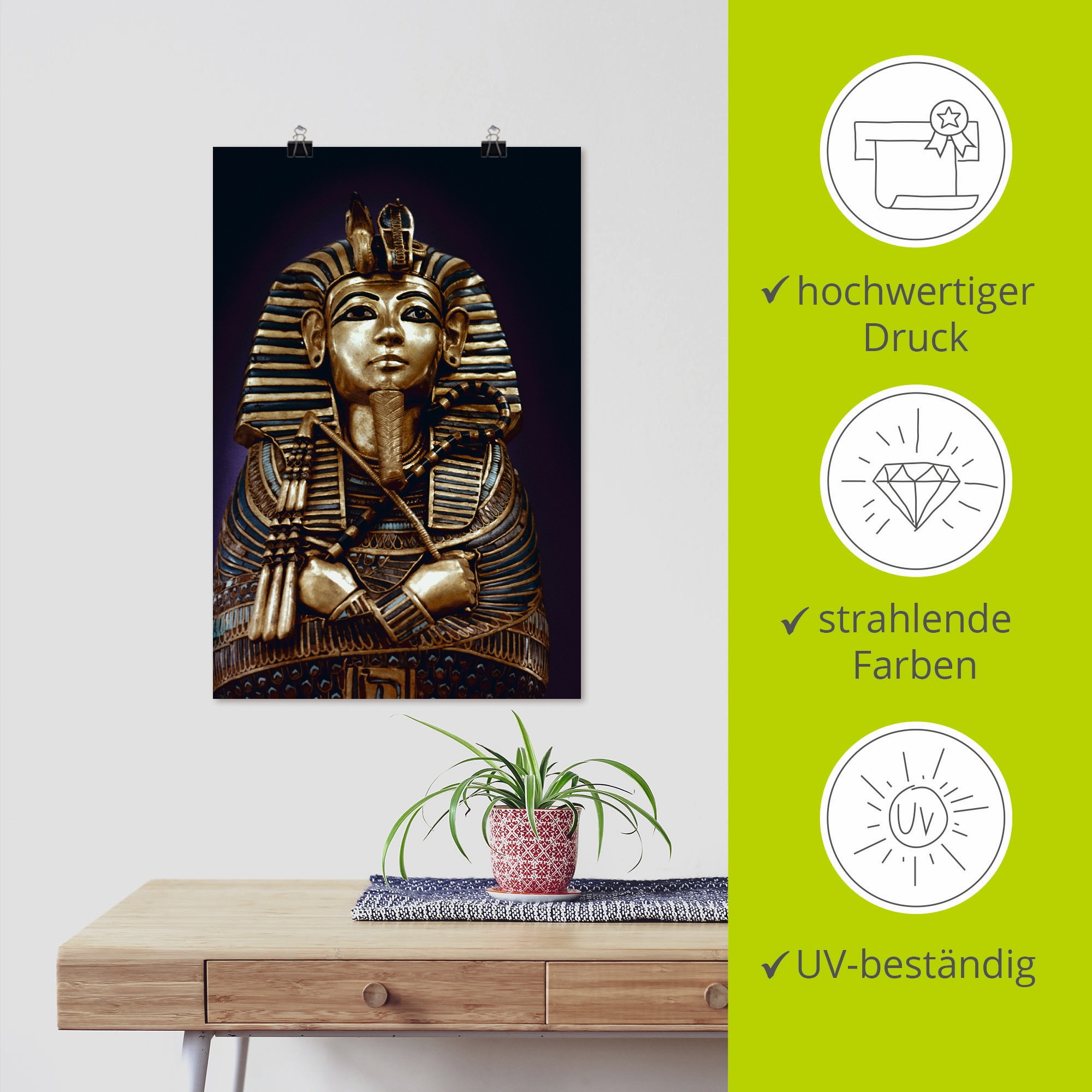 Artland Wandbild »Grabbüste von König Tutanchamun«, Menschen, (1 St.), als Leinwandbild, Poster in verschied. Größen