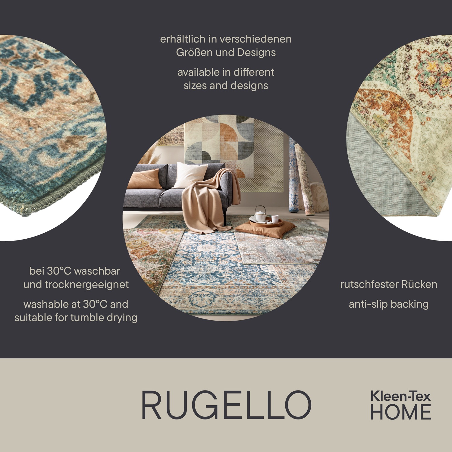 Teppich KLEEN-TEX HOME "Lumo", beige, B:160cm H:10mm L:230cm, Obermaterial: 100% Polyester, Teppiche, Teppich 3