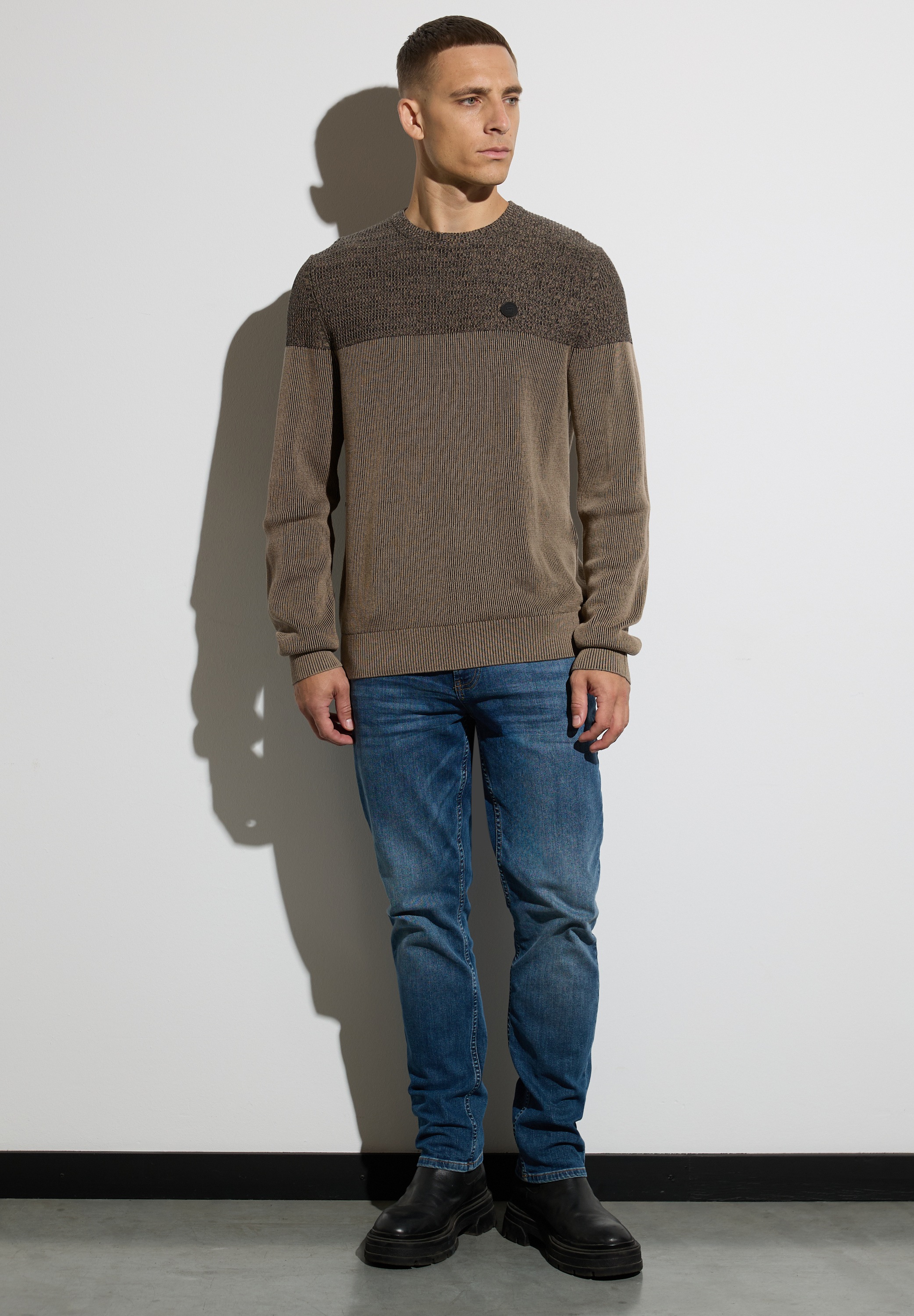 STREET ONE MEN Strickpullover, aus reiner Baumwolle