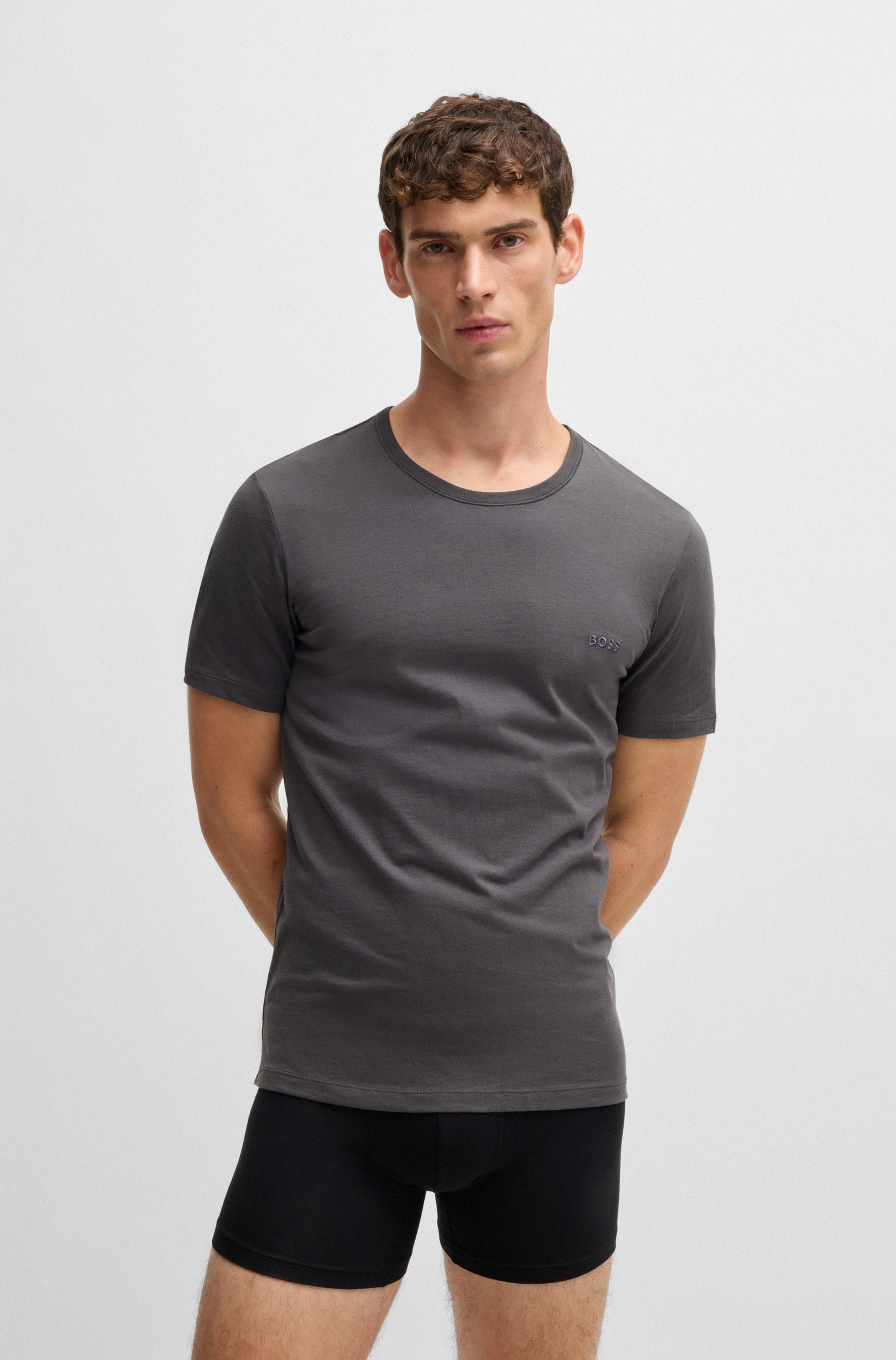 BOSS T-Shirt »Rundhals BOSS ONE x David Beckham«, (Packung, 3 tlg., 3er-Pack), mit dezentem BOSS Logo-Print