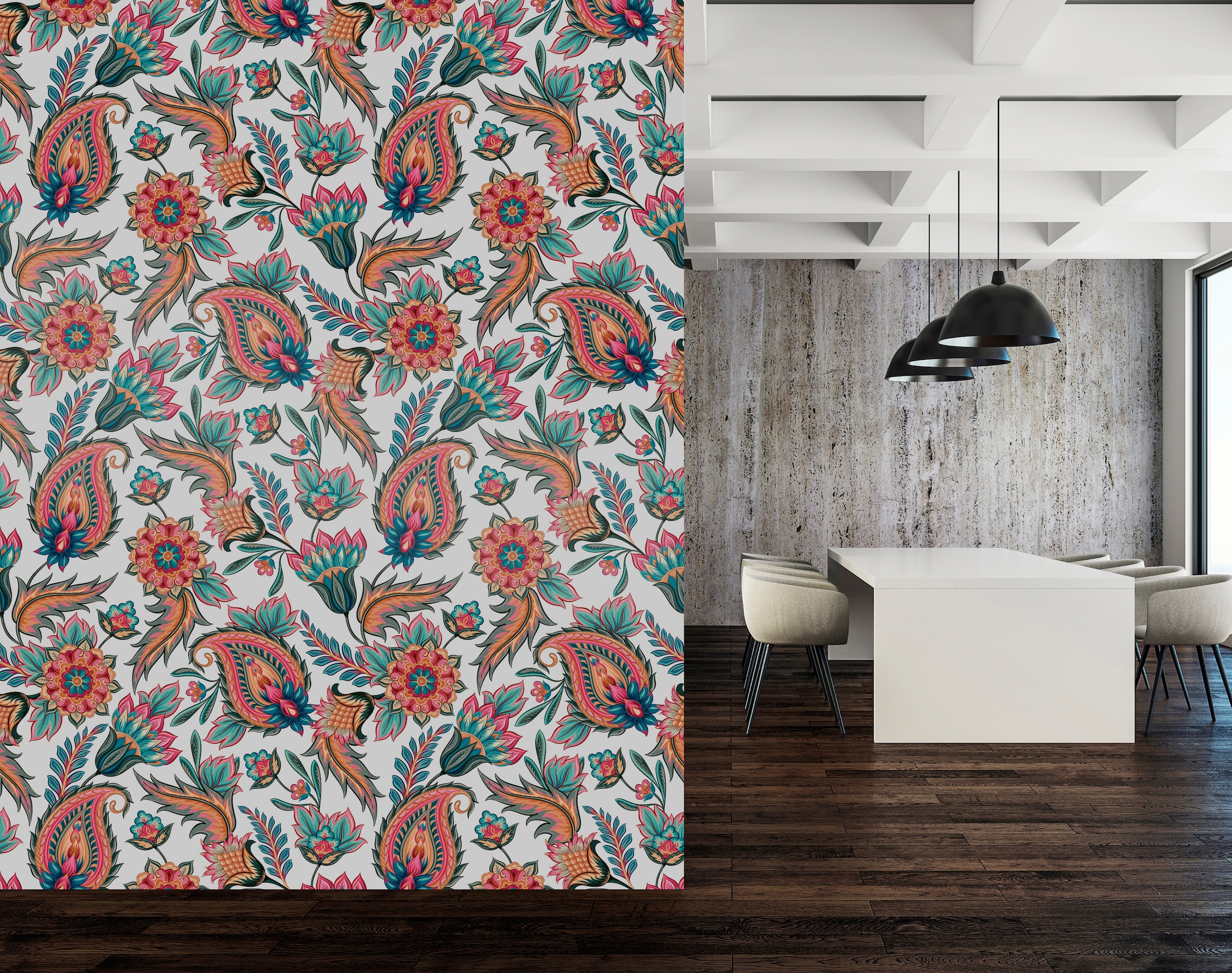 queence Vinyltapete »Marcia«, bedruckt-Motiv-botanisch-floral-gemustert-natürlich, 90x250cm, selbstklebend, kinderleichte Anbringung, Sticker