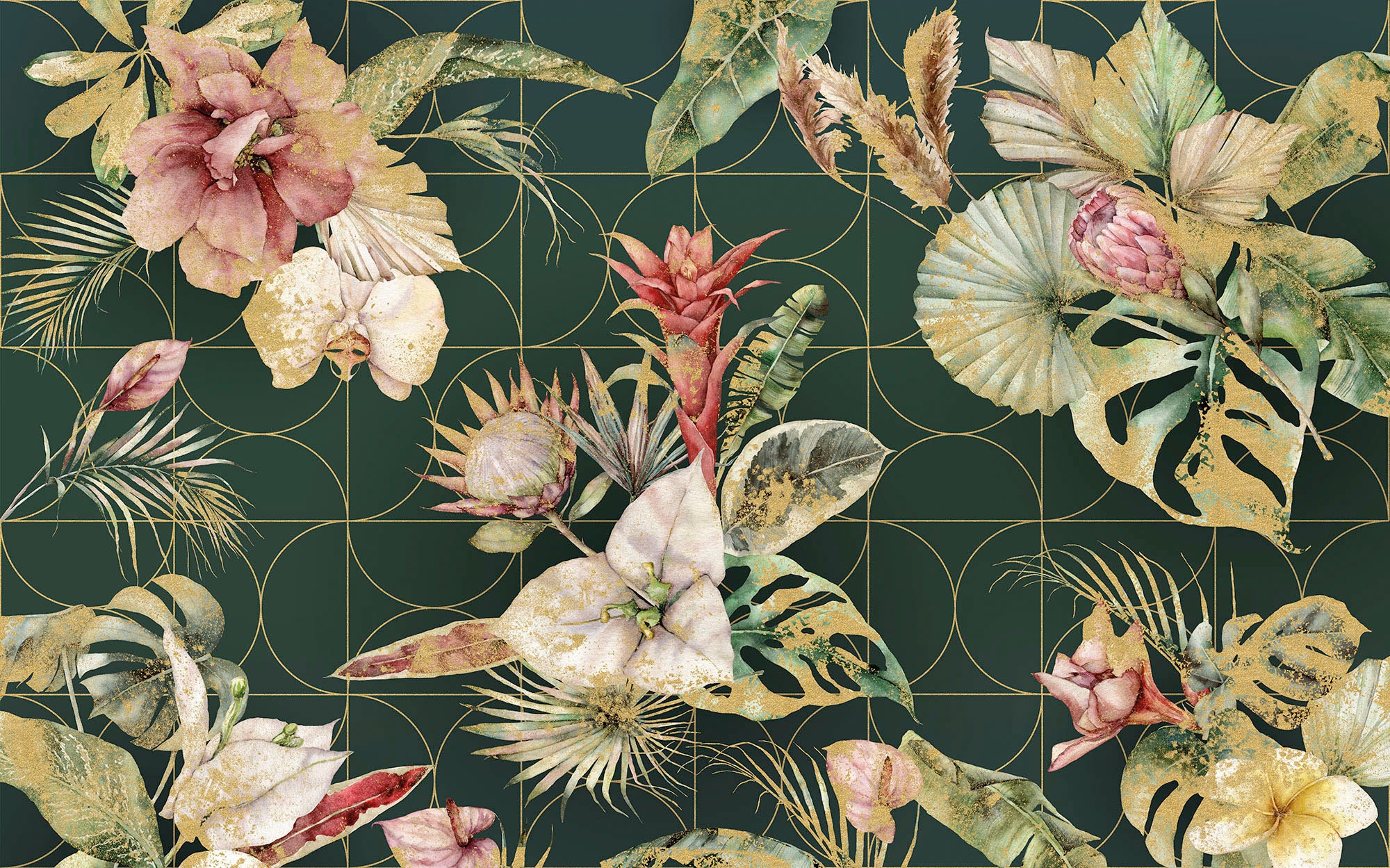 KOMAR Vliestapete "Digitaldruck Vlies - Golden Growth - Größe 400 x 250 cm", B/L: 400m x 250m, Rollen: 1, grau, Wohnzimmer, Tapeten, Wohnzimmer,