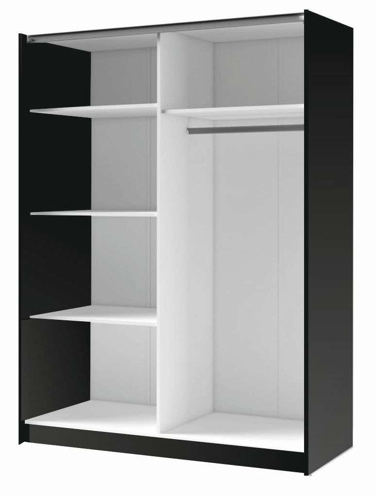 INOSIGN Kleiderschrank »Kleiderschrank Charisy mit Spiegel, 4 Einlegeböden und Kleiderstange«, Garderobe mit 2 Schwebetüren und Lamellen, B/H/T 150/198,5/62 cm