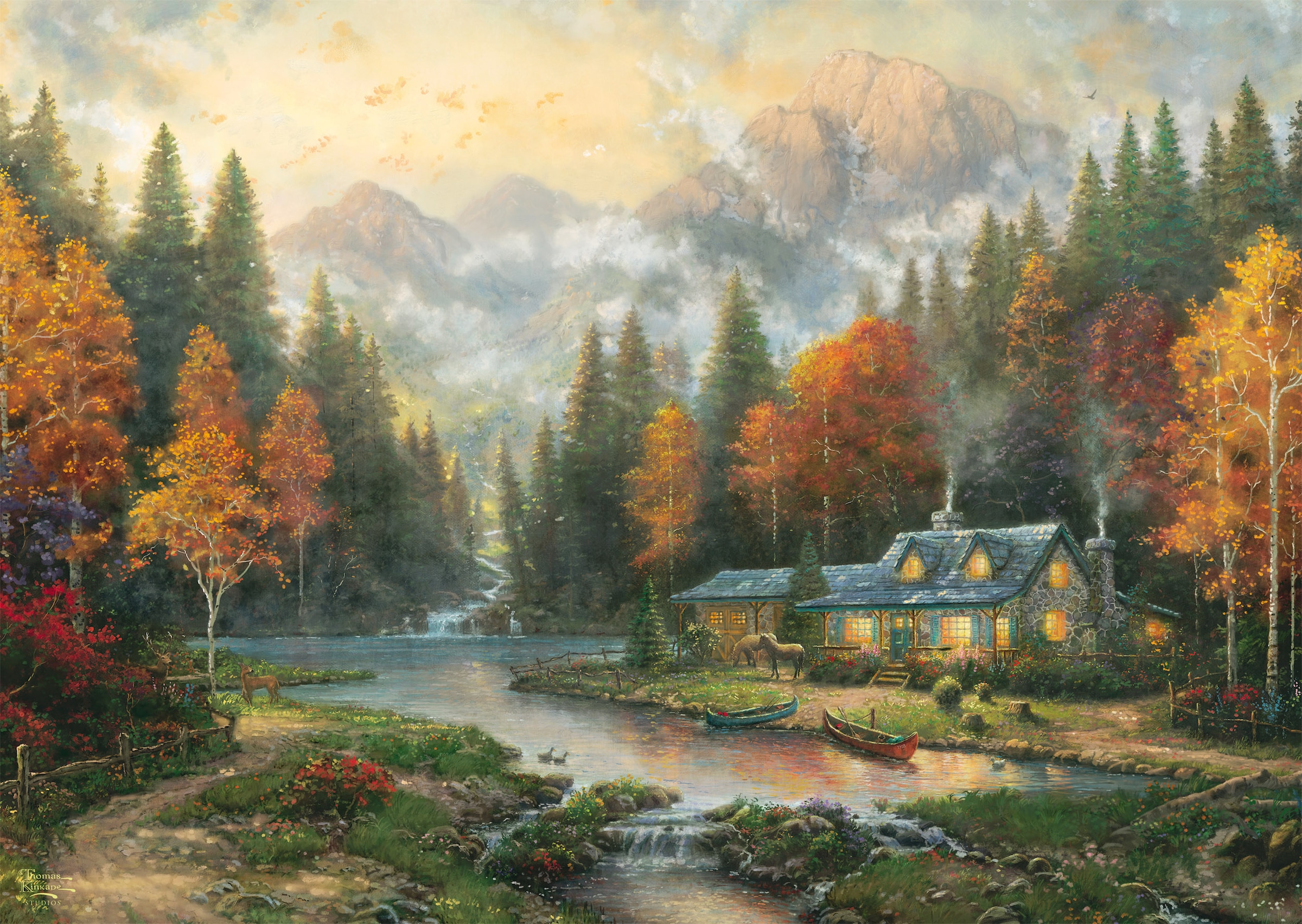 Schmidt Spiele Puzzle »Thomas Kinkade Studios, Herbstabend am See« Made in Germany