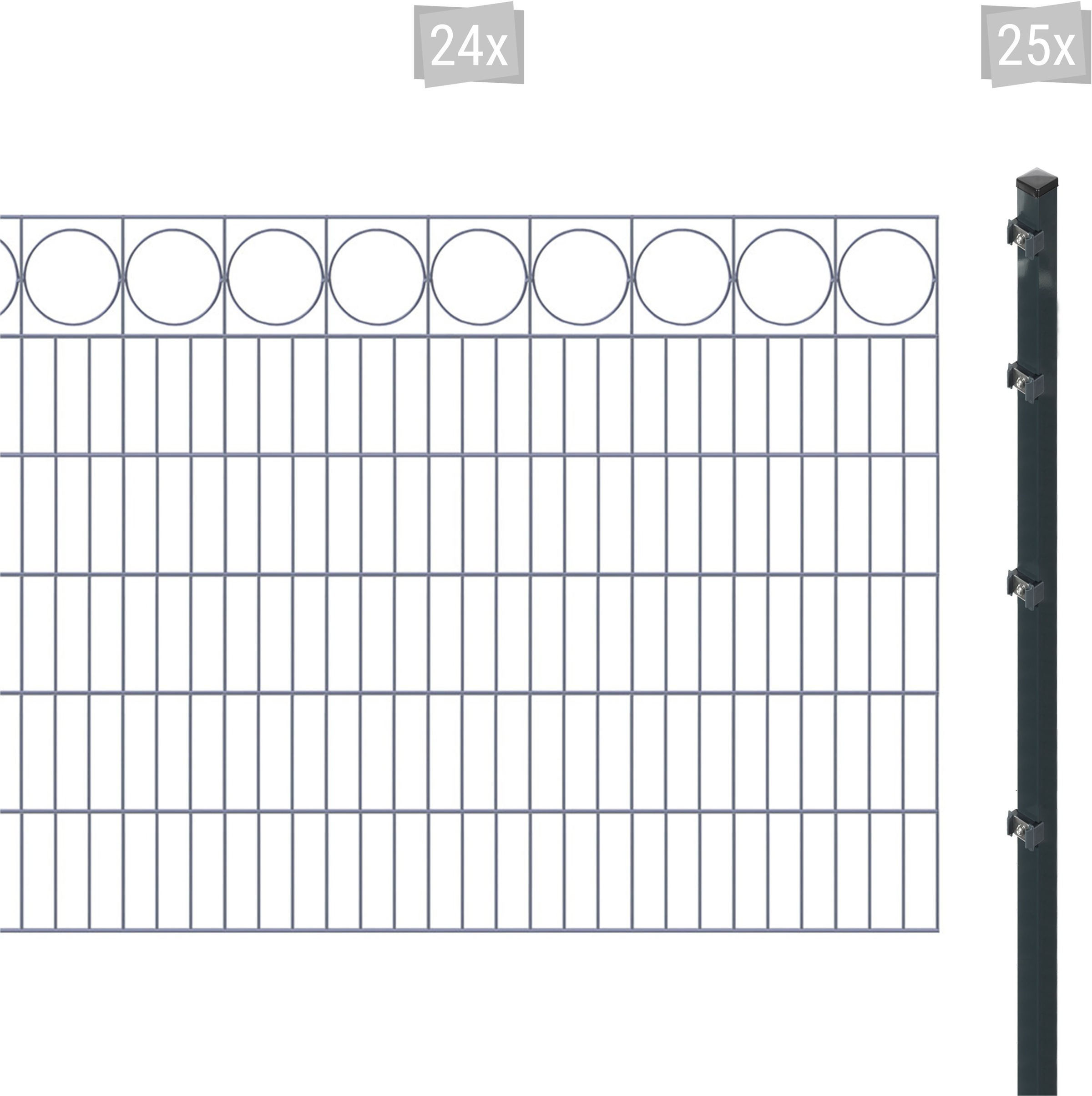 Arvotec Doppelstabmattenzaun "ESSENTIAL 120 zum Einbetonieren "Ring" mit Zierleiste", Zaunhöhe 120 cm, Zaunlänge 2 - 60 