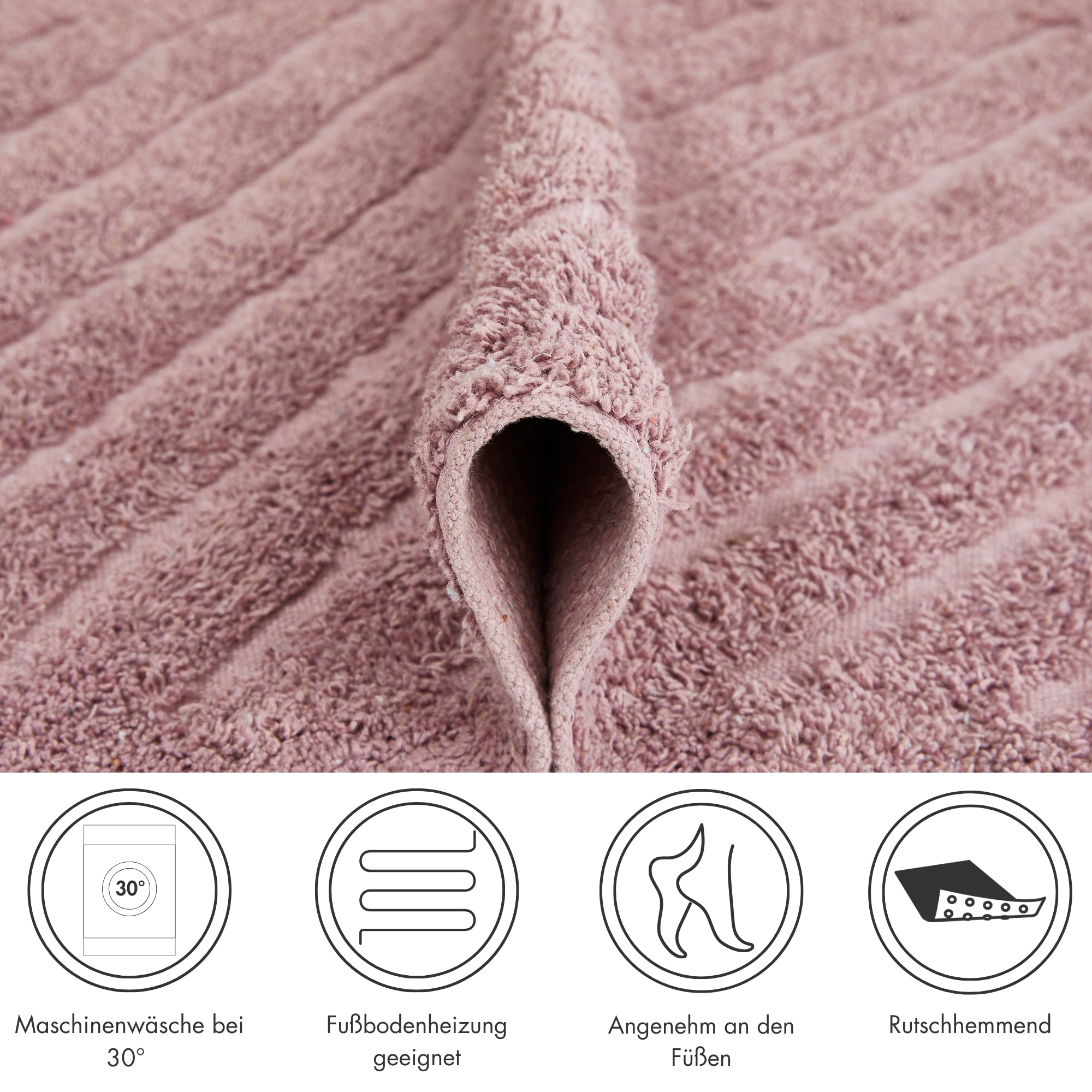 Andiamo Badematte »Havanna, 50x80 cm«, fußbodenheizungsgeeignet-schnell trocknend, Badteppich, Uni Farben, Hoch-Tief Effekt, verschiedene Designs