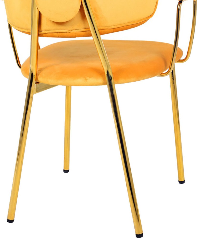 Kayoom Polsterstuhl »Stuhl Giselle 225 2er-Set, Gestell aus Edelstahl«, (Set), 2 St., mit Armlehnen, goldenes Gestell aus Edelstahl, Samtbezug, Ziernähte