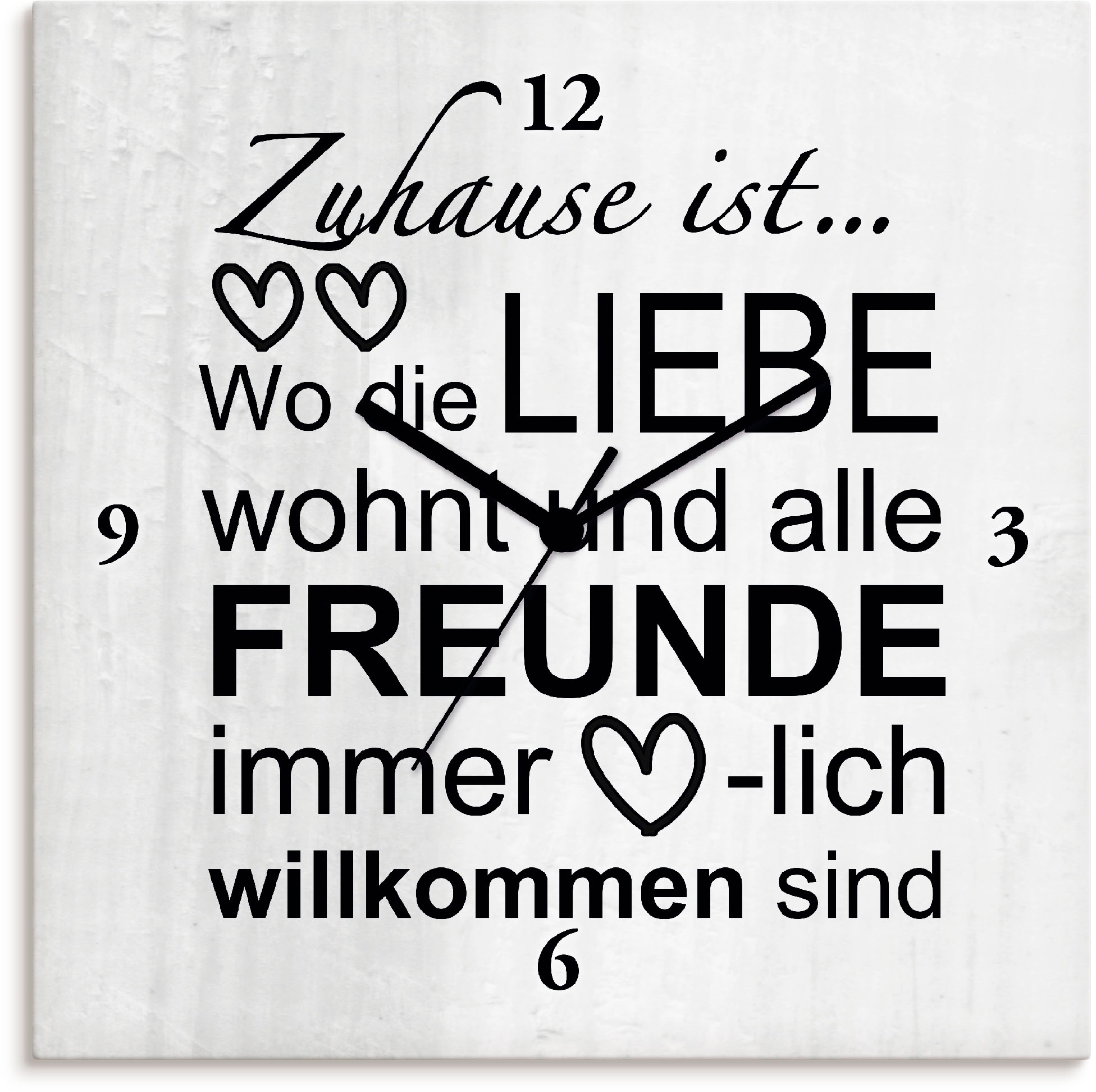 Artland Wanduhr »Wo die Liebe | Quarz- Funkuhrwerk, ohne wahlweise Tickgeräusche wohnt«, lautlos mit oder BAUR