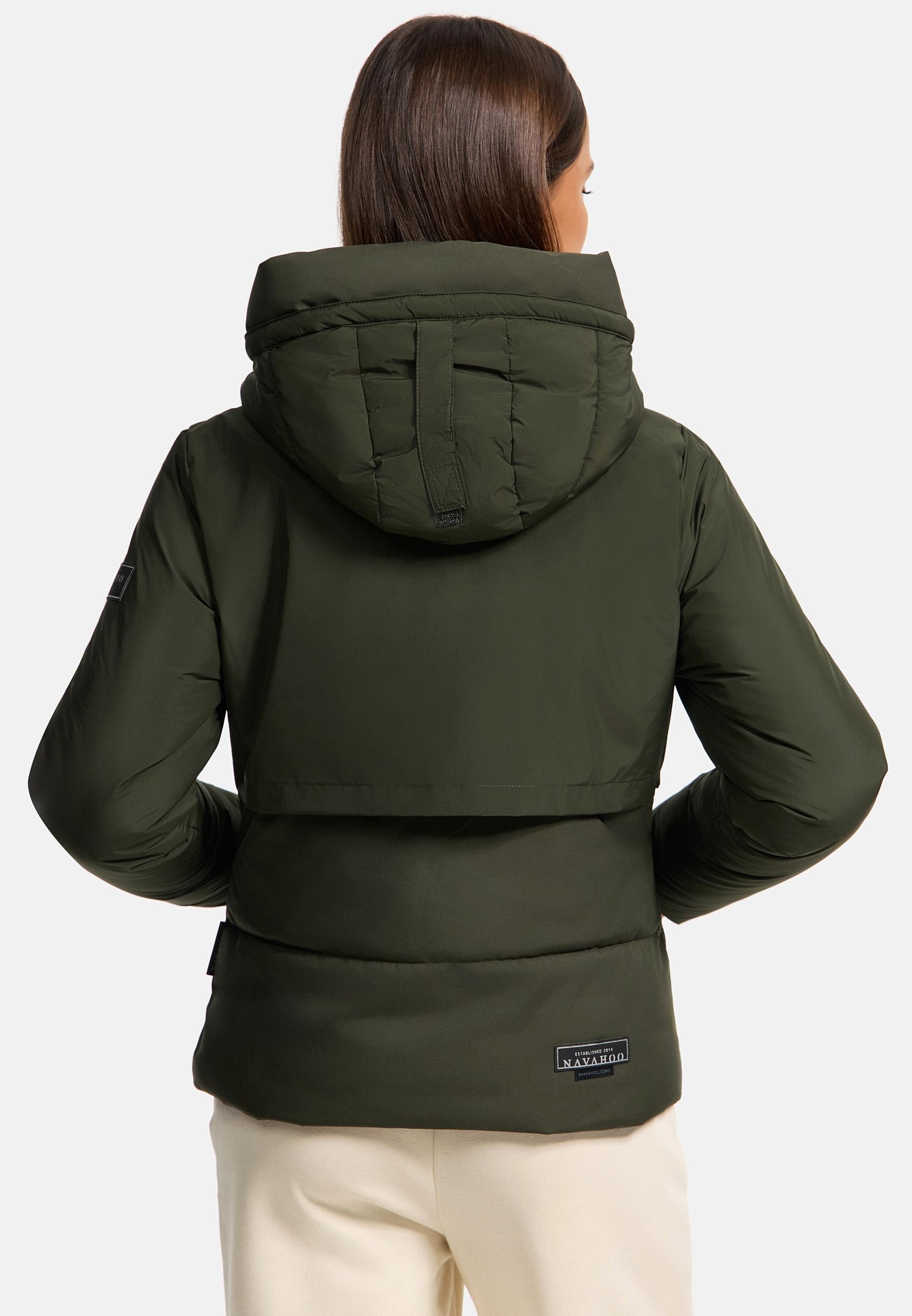 Navahoo Steppjacke »Liebesküken XIV«, mit Kapuze, modische Damen Winterjacke mit Fleece-Innenfutter