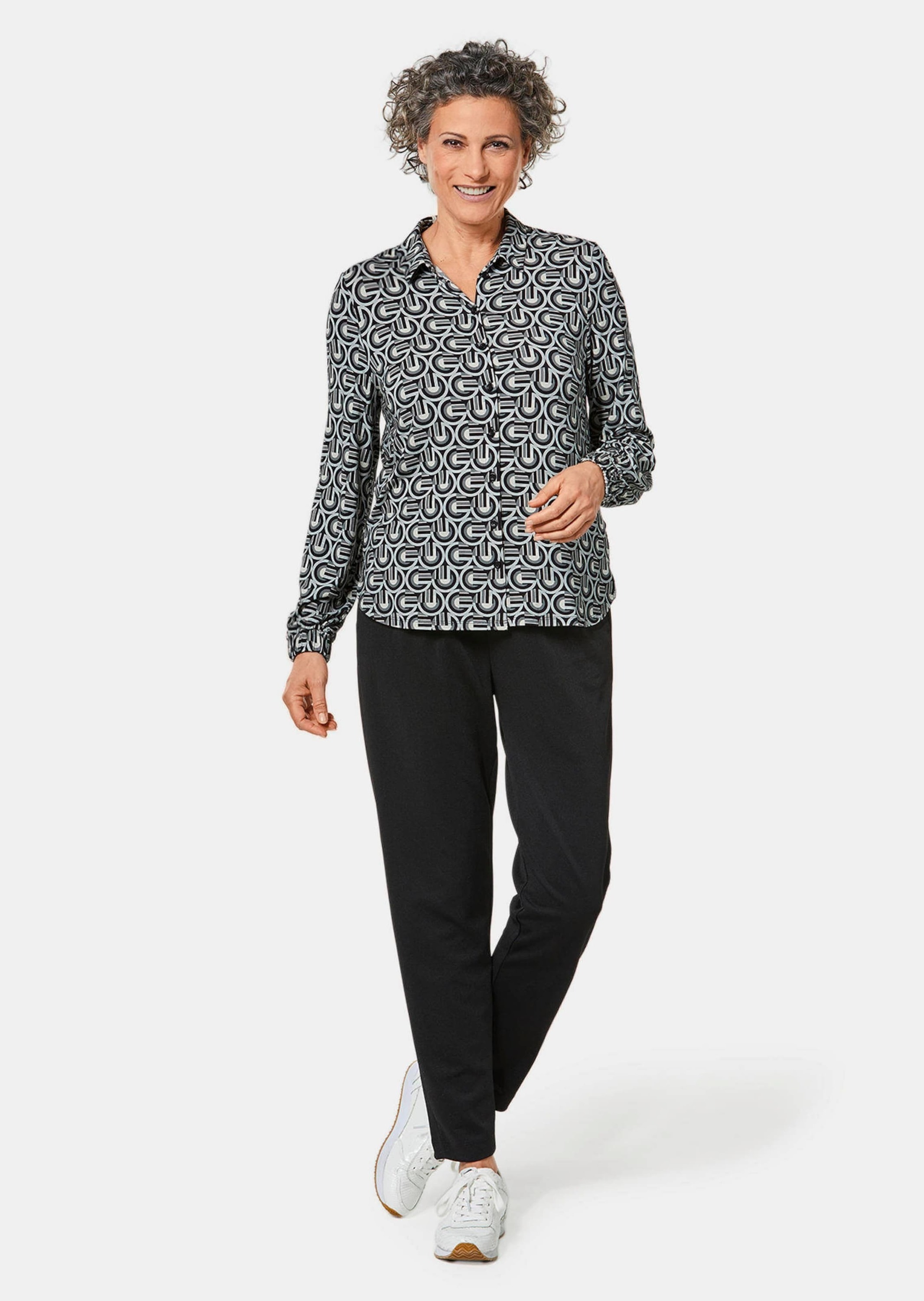 GOLDNER Hemdbluse "Ausdrucksstarke Jerseybluse mit Stretchanteil" günstig online kaufen