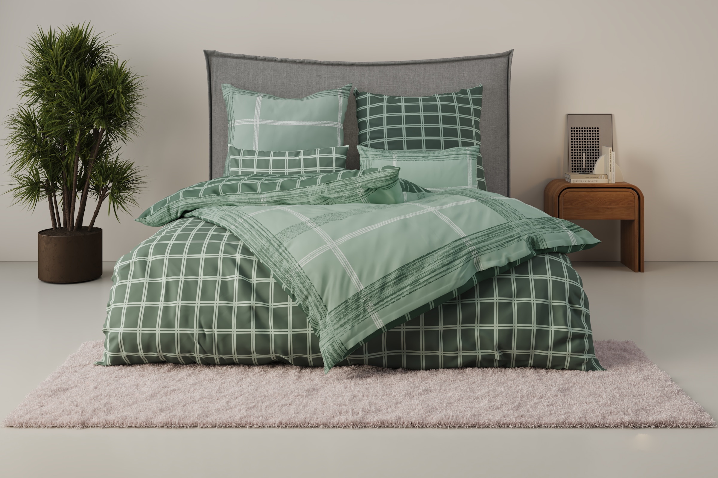 Wendebettwäsche BRUNO BANANIgrün, Renforcé, Obermaterial: 100% Baumwolle, Bettwäsche, "Tova", in Gr. 135x200 oder 155x220 cm, 100% Baumwolle,