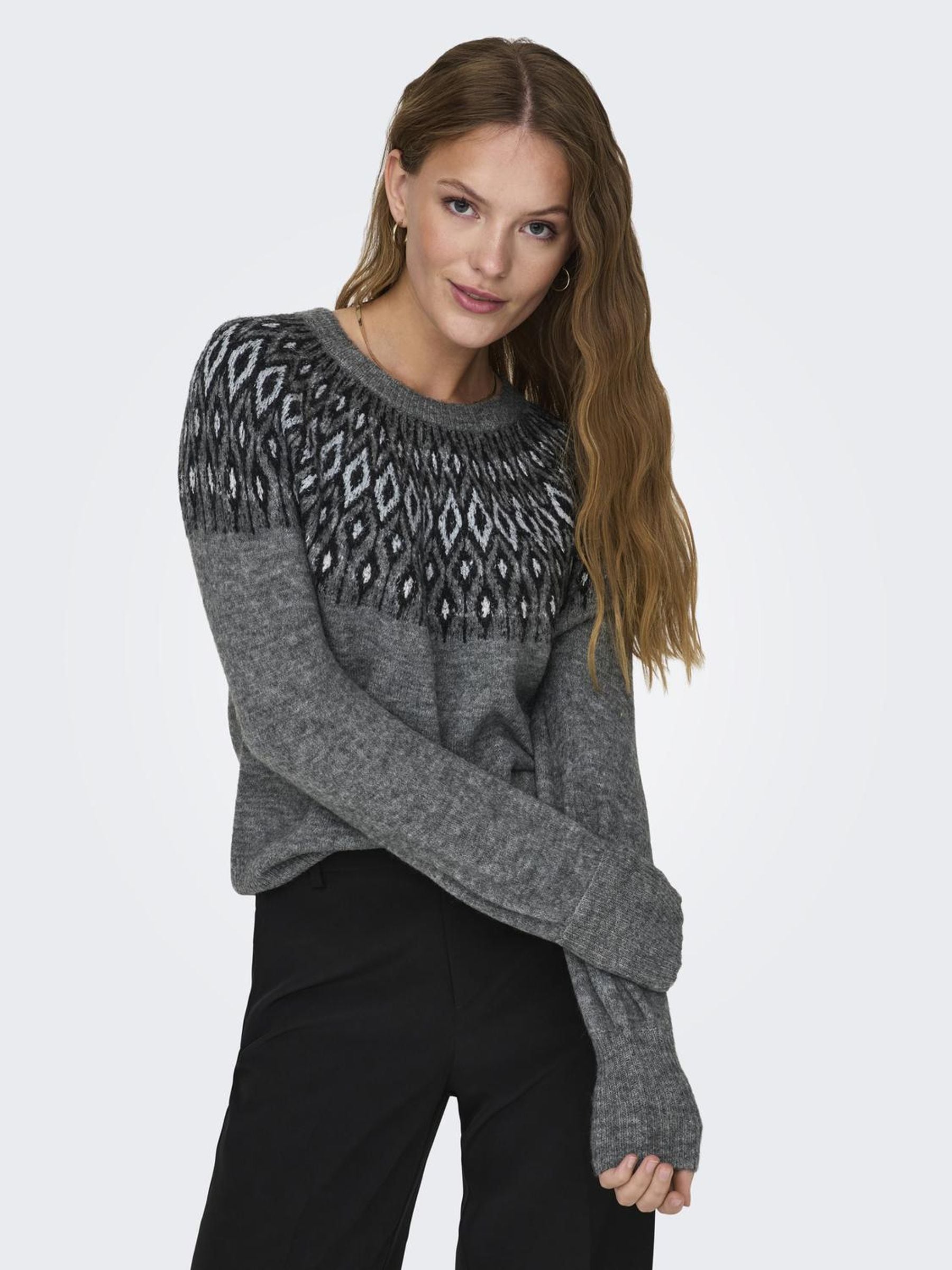 ONLY Rundhalspullover »ONLALINA LS JQ O-NECK EX KNT«