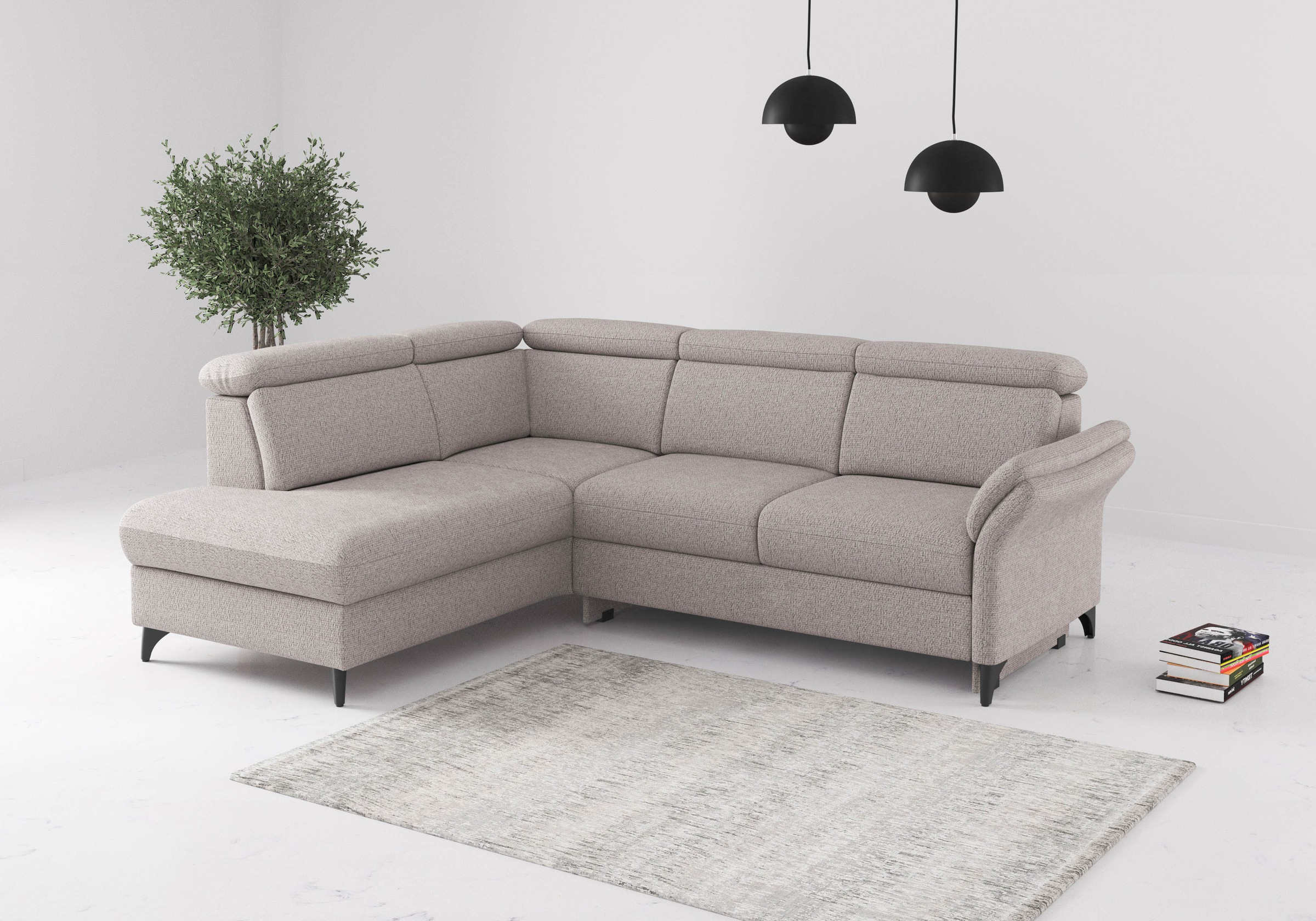 Ecksofa SIT & MORE "Glendale, L-Form", silber, B:247cm H:84cm T:193cm, 100% Polyester, Sofas, Ecksofa, inkl. Kopfteilverstellung, wahlweise mit Vorziehsitz und Bettkasten 5