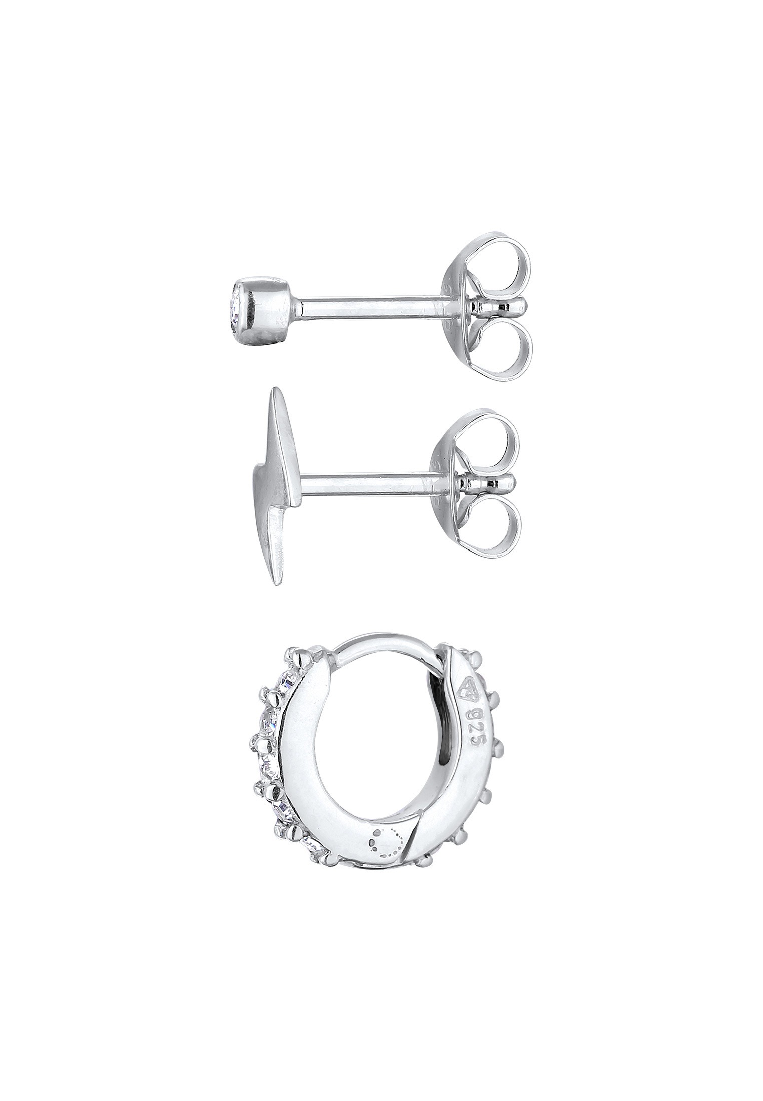 Elli Piercing-Set »Ohrringe Blitz Creole 3er Set 925 Silber, mit Kristallen von Swarovski®«