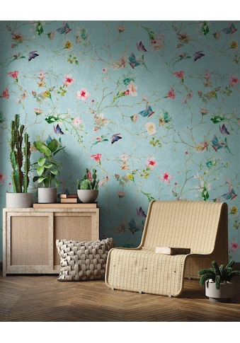 Fototapete »The Wall«, animal print-floral-geblümt, Fototapete Blume Tapete Landhaus...