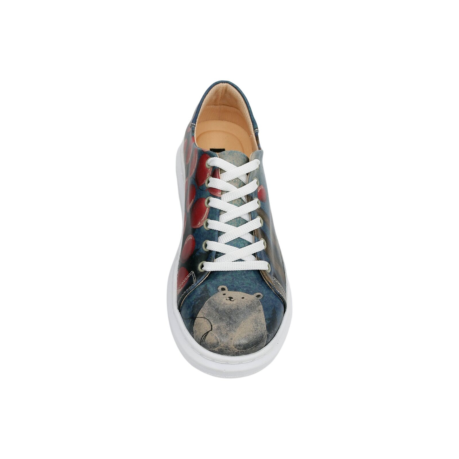 Plateausneaker DOGO "Myra Low-Top Sneaker Spring In East Damen Sneaker, Myra Low-Top", Damen, Gr. 36, Normalschaft, blau (blau, rot), Lederimitat, Schuhe Plateausneaker, Handgefertigt 3