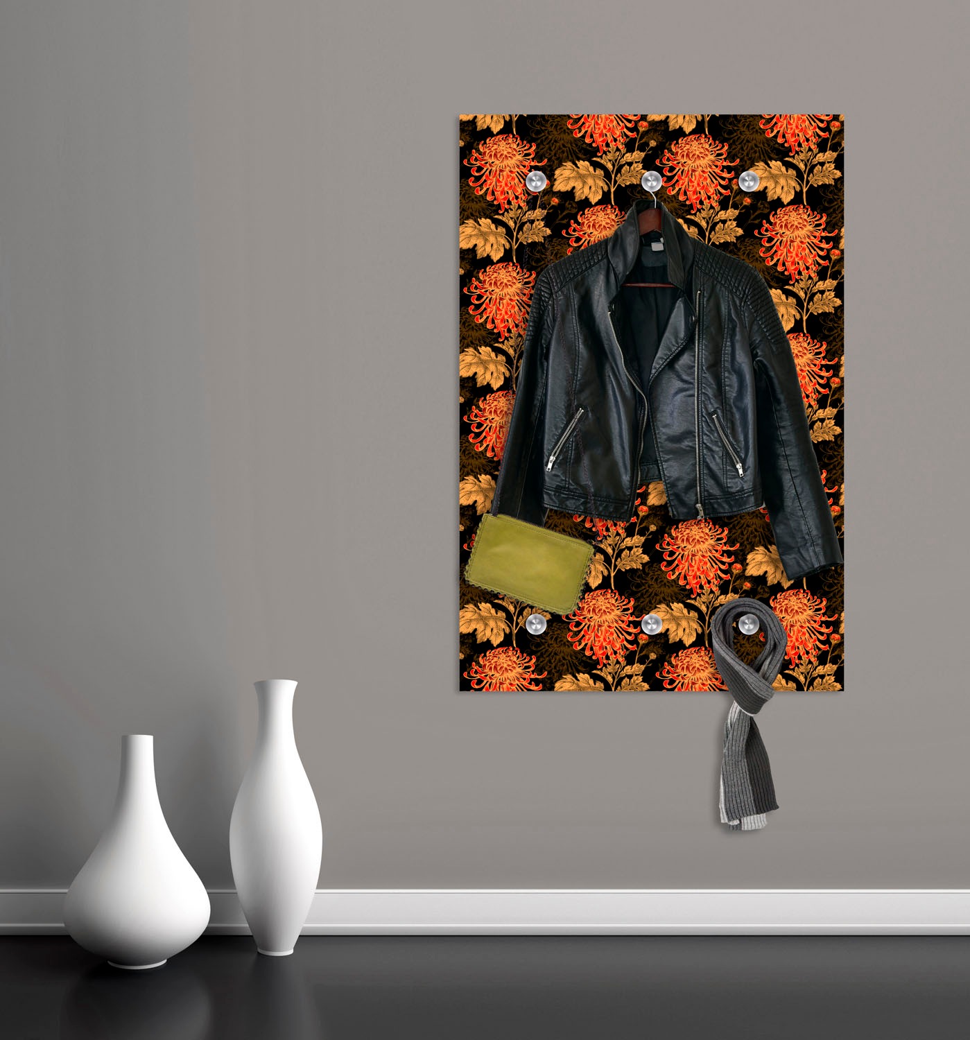queence Garderobenleiste »Blumen«, mit 6 Haken, 80 x 120 cm