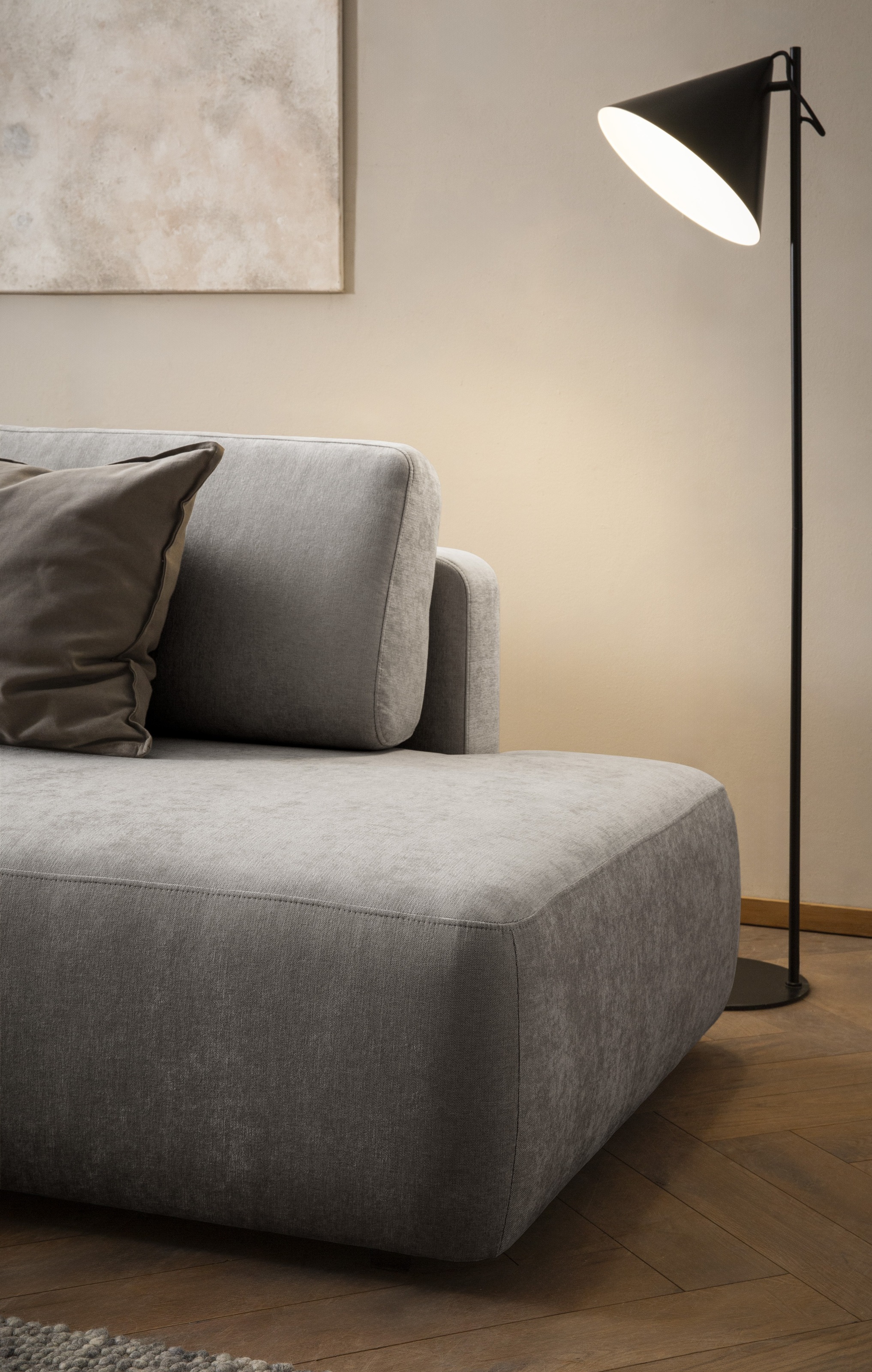 INOSIGN Ecksofa »TORGE, Schlafsofa Cord, Samtvelours u. Strukur fein, Couch in L-Form«, Schlaffunktion und Bettkasten, Liegefläche: 210x125 cm, neues Design