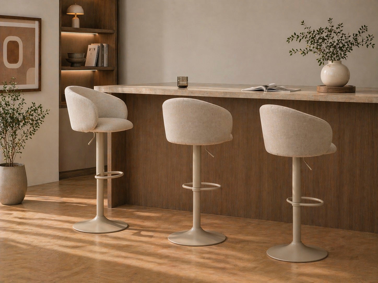 ACTONA GROUP Barhocker »Eleanor 2er Set, gepolstert - drehbar & höhenverstellbar, moderne« 1 Stk. tlg. Bequemer Barstuhl mit Fußstütze und Drehfunktion im Scandi Stil